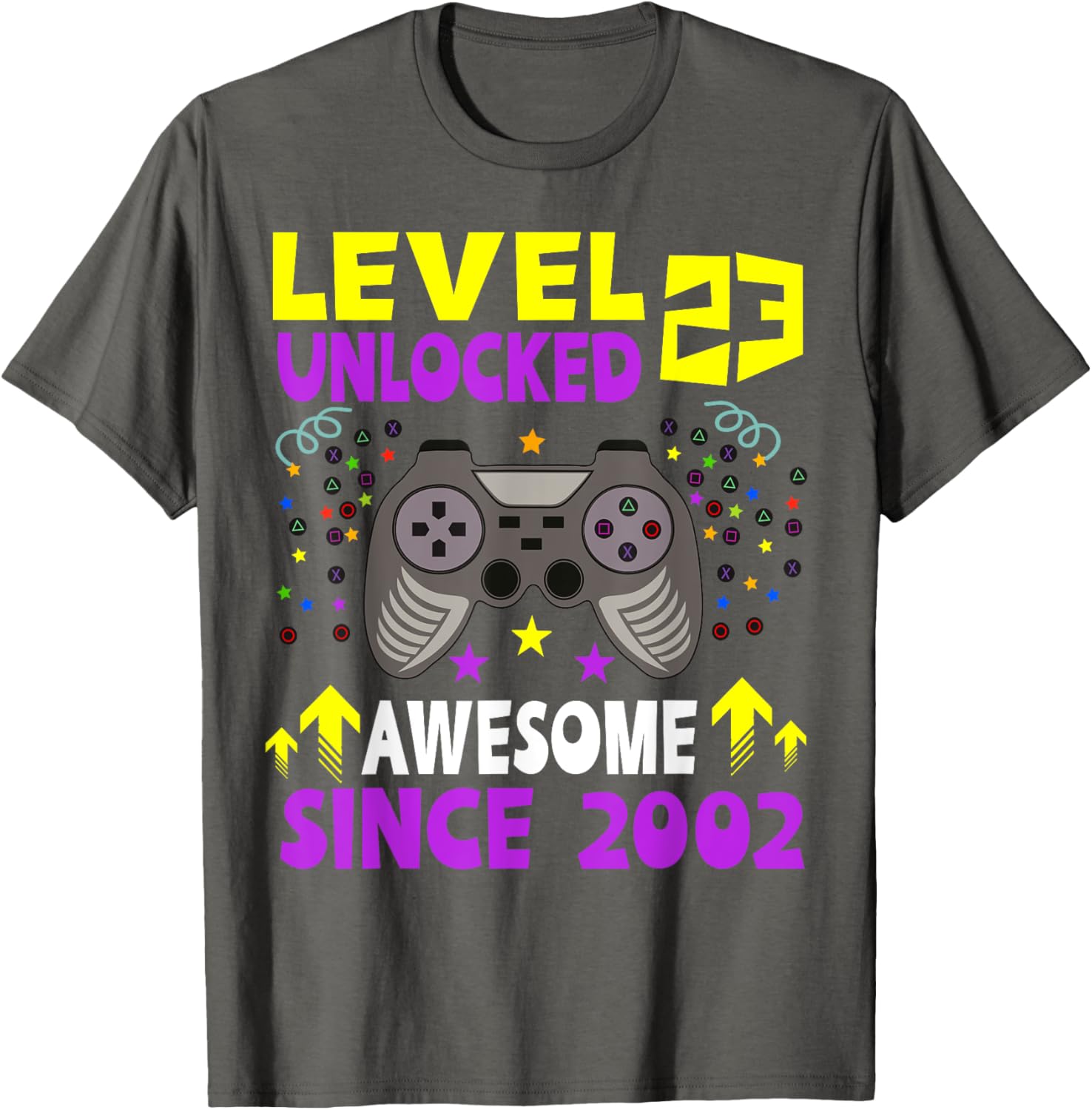 Level 23 Unlocked 23rd Birthday Gaming T-Shirt for Gamers Since 2002 - 7