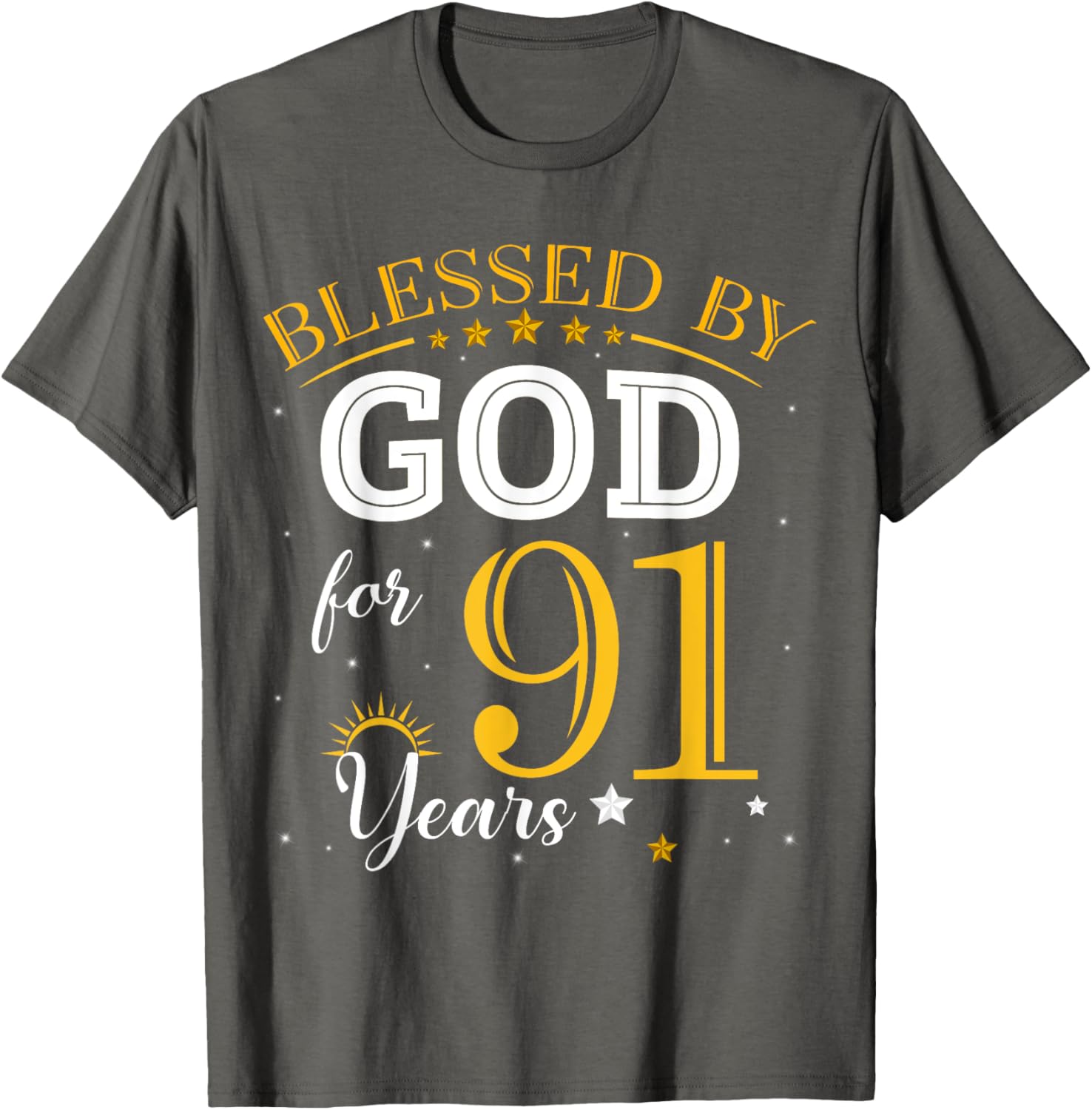 Vintage Blessed by God 91 Years Old Birthday Girl T-Shirt Gift - 16