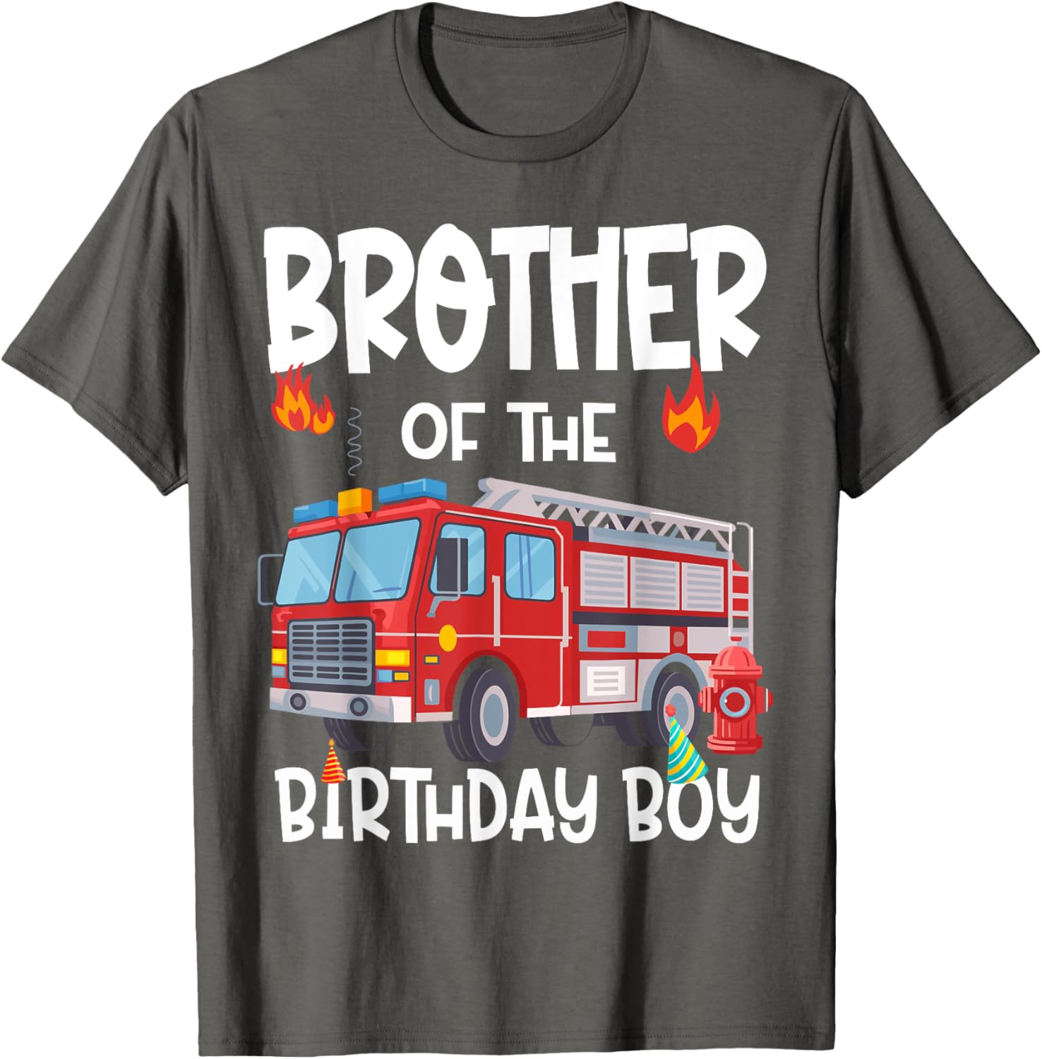 Brother of the Birthday Boy Fire Truck T-Shirt for Fun Celebrations - 10