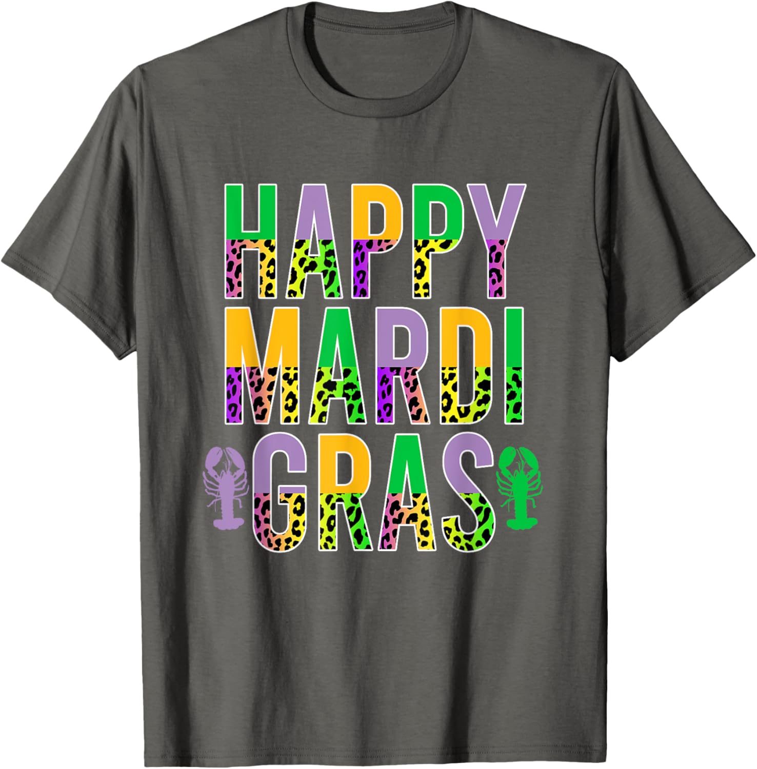 Happy Mardi Gras Leopard Print Crawfish T-Shirt for Men Women Kids - 4
