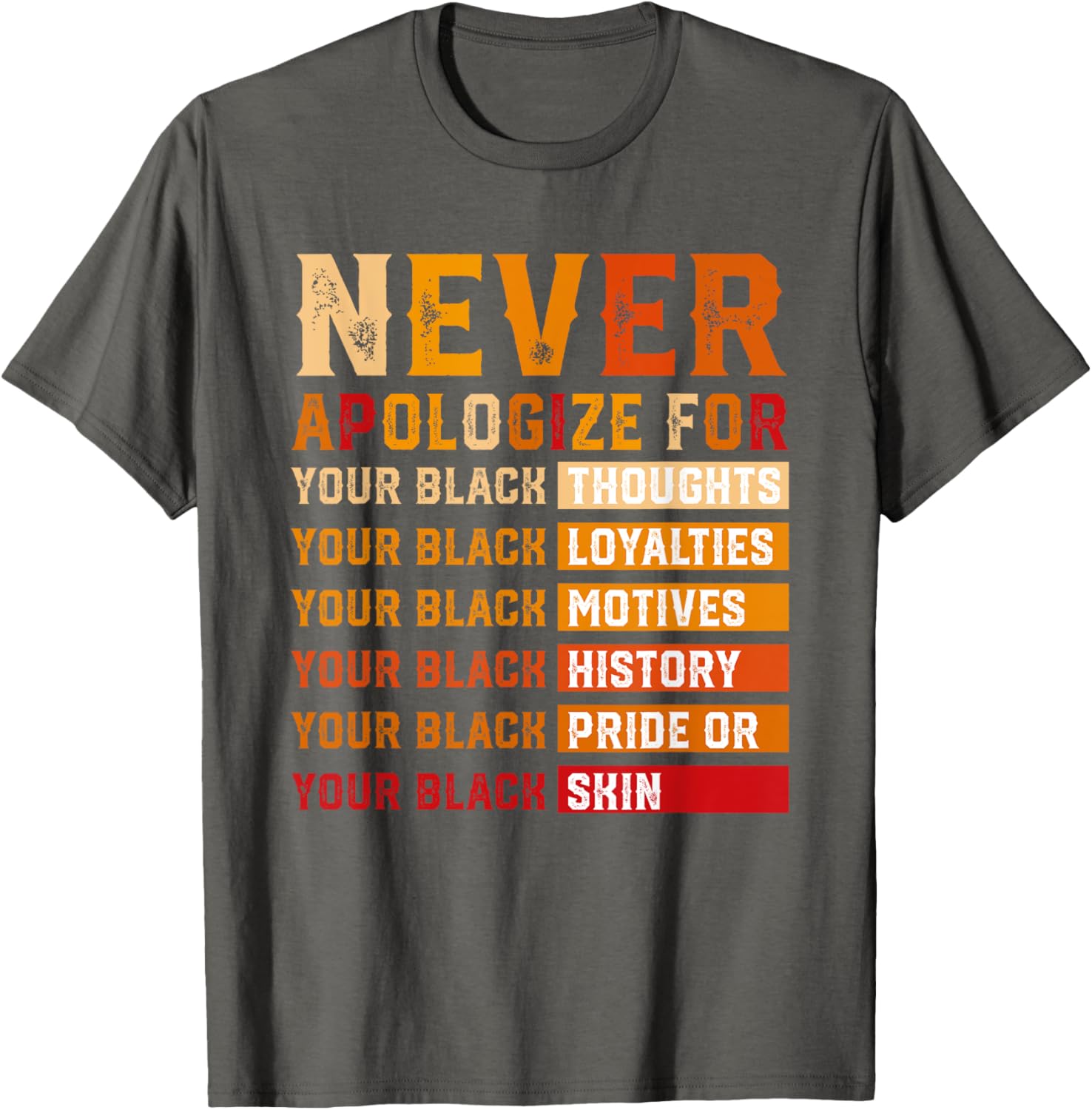 Never Apologize for Black Thoughts Black Loyalties T-Shirt for All - 1