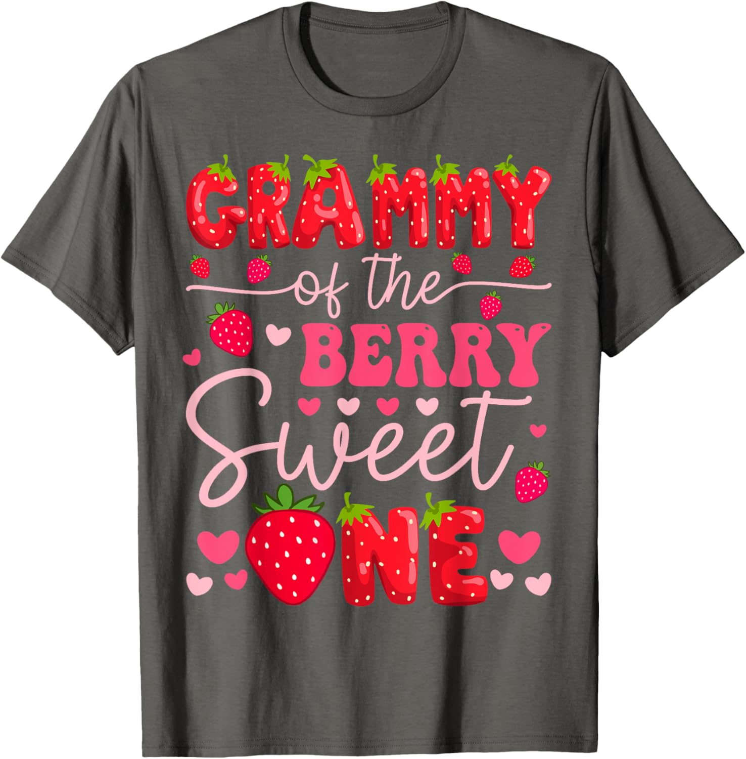 Adorable Strawberry Themed 1st Birthday Girl T-Shirt for Grammy's Sweet One - 3