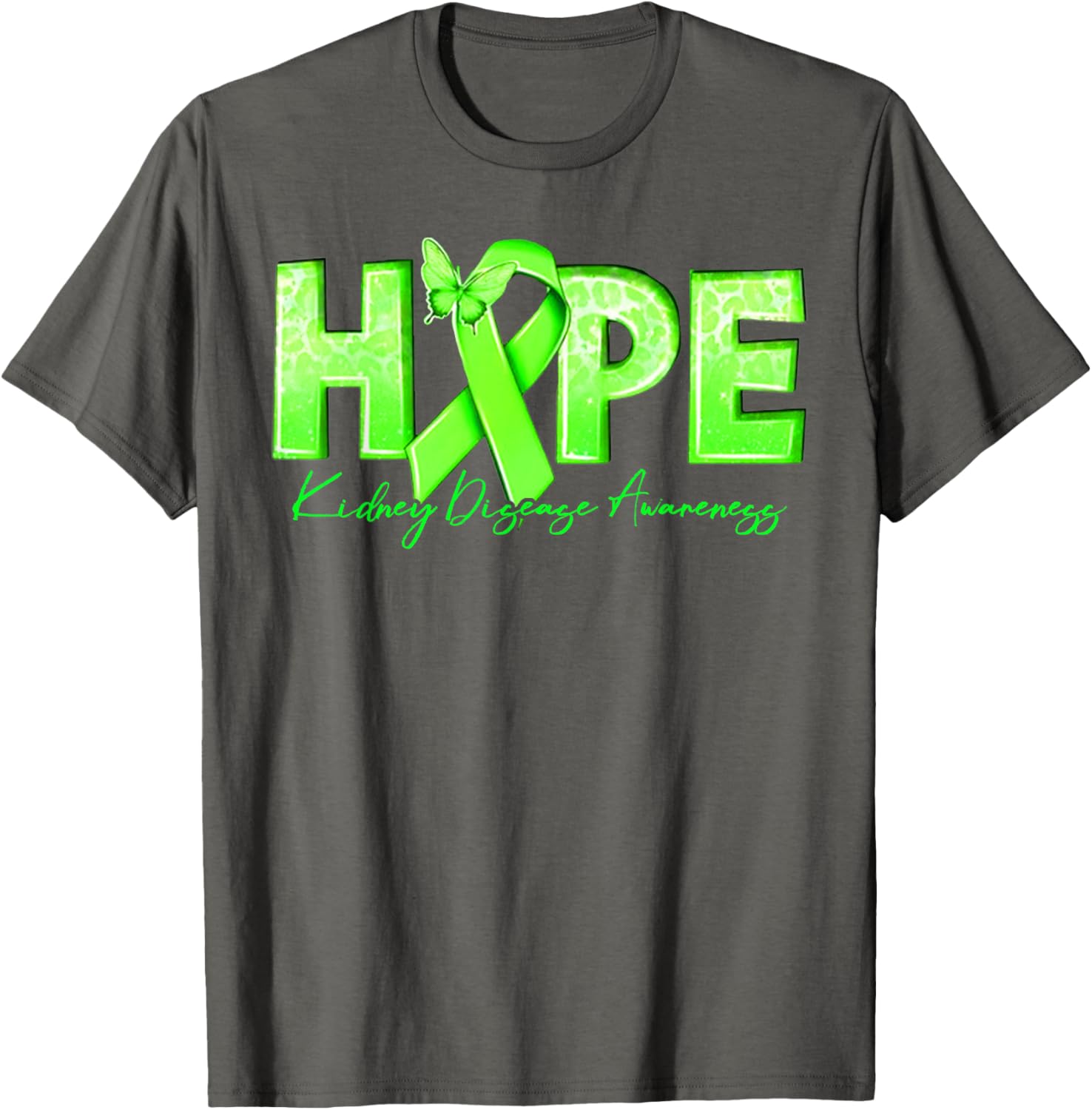 Hope Kidney Disease Awareness Green Ribbon T-Shirt for Renal Health Support - 1