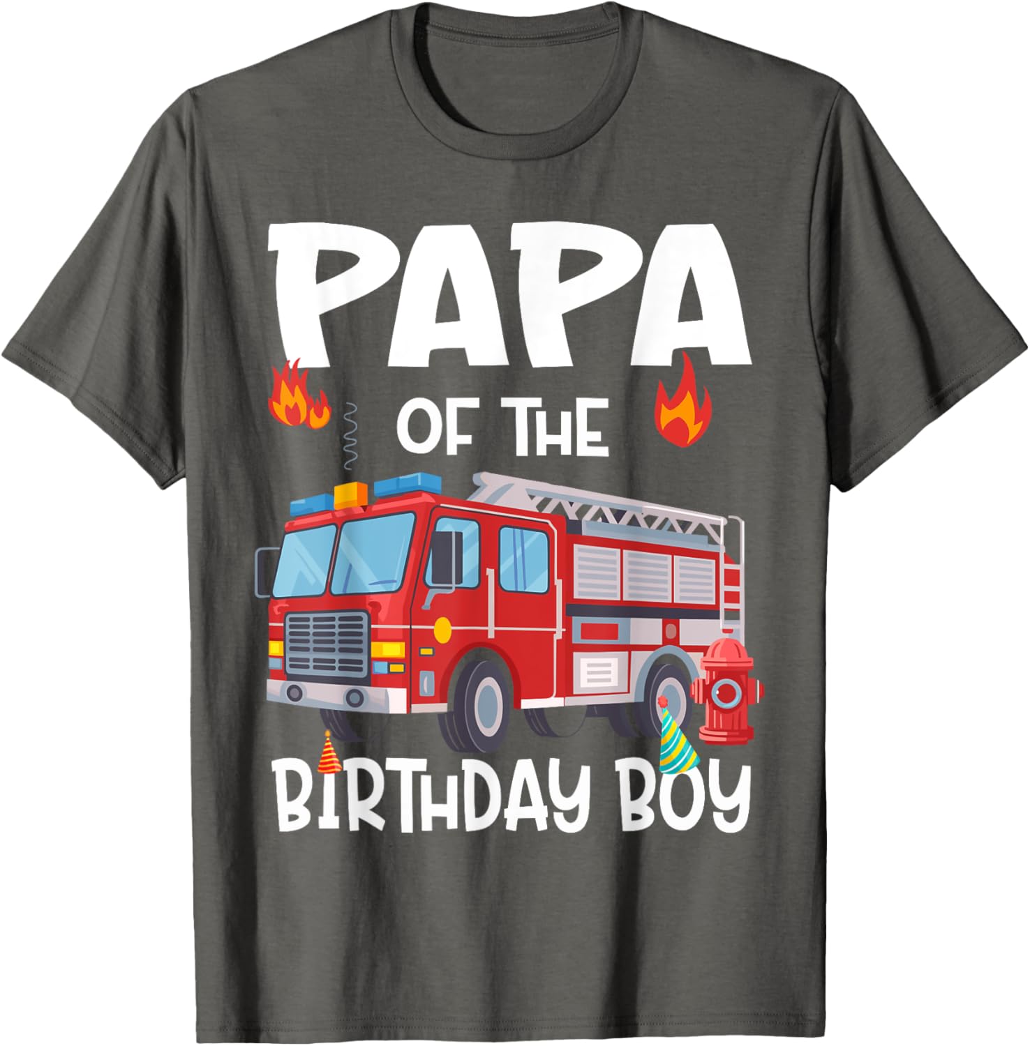 Papa of the Birthday Boy Fire Truck Firefighter Dad T-Shirt Perfect Gift - 6