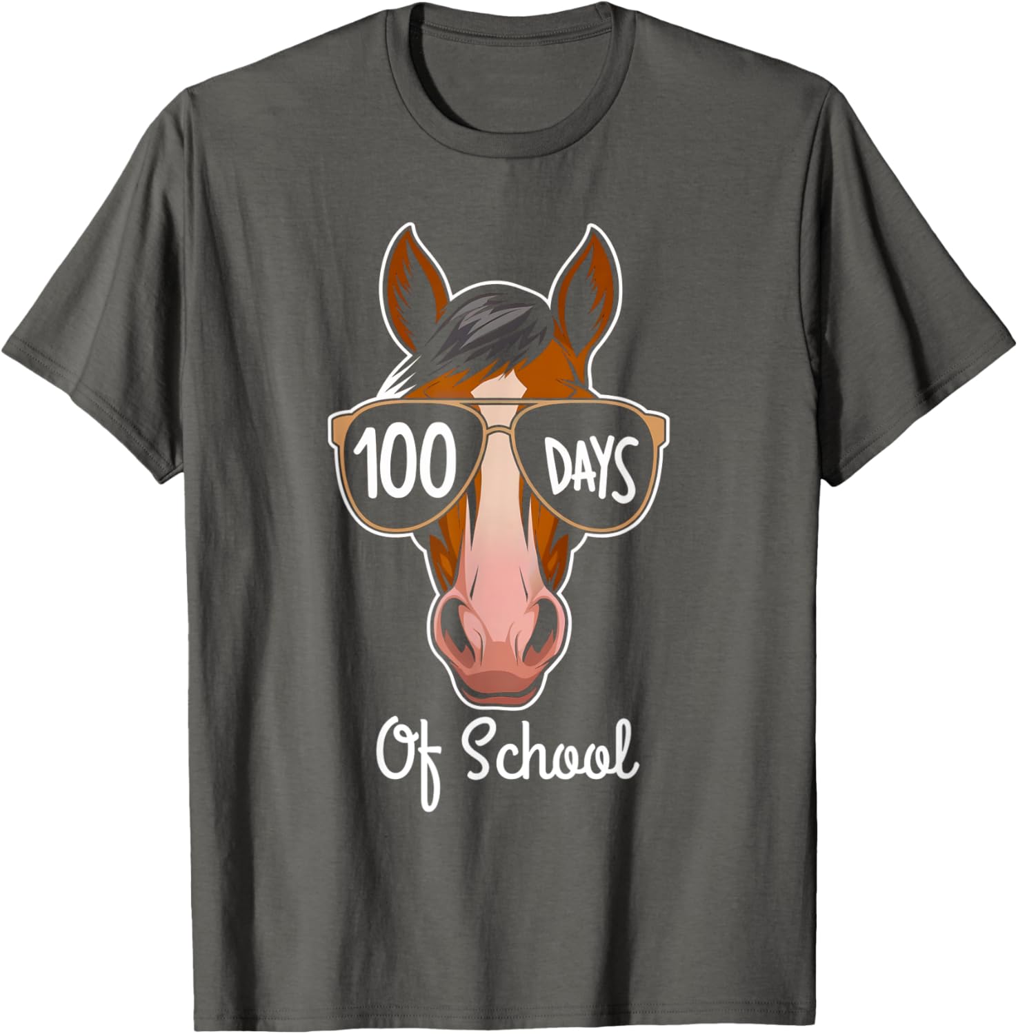 100th Day of School Cool Horse T-Shirt for Kids 100 Days Smarter - 1