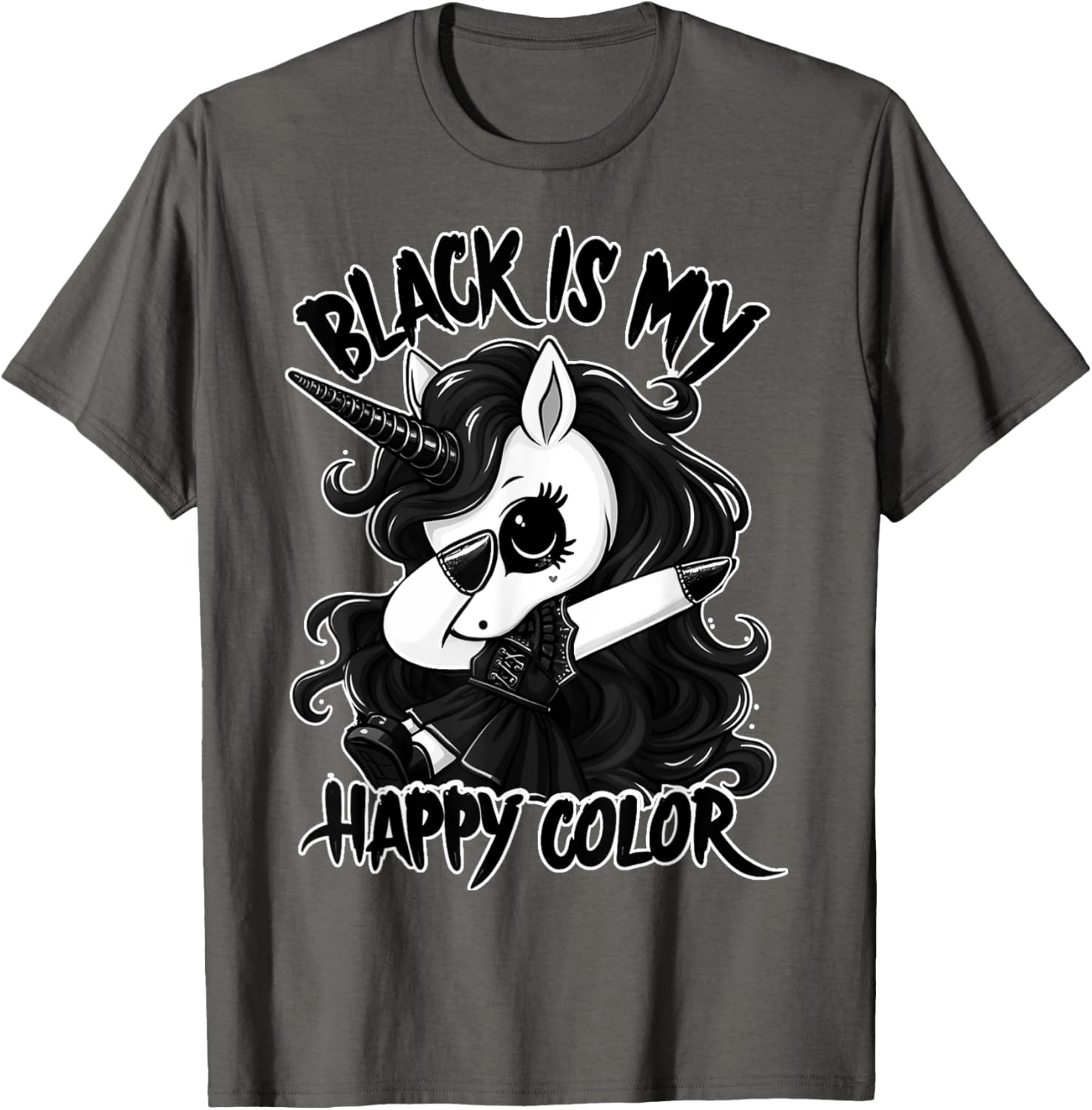 Gothic Unicorn Dabbing T-Shirt - Black is My Lucky Color Tee - 11