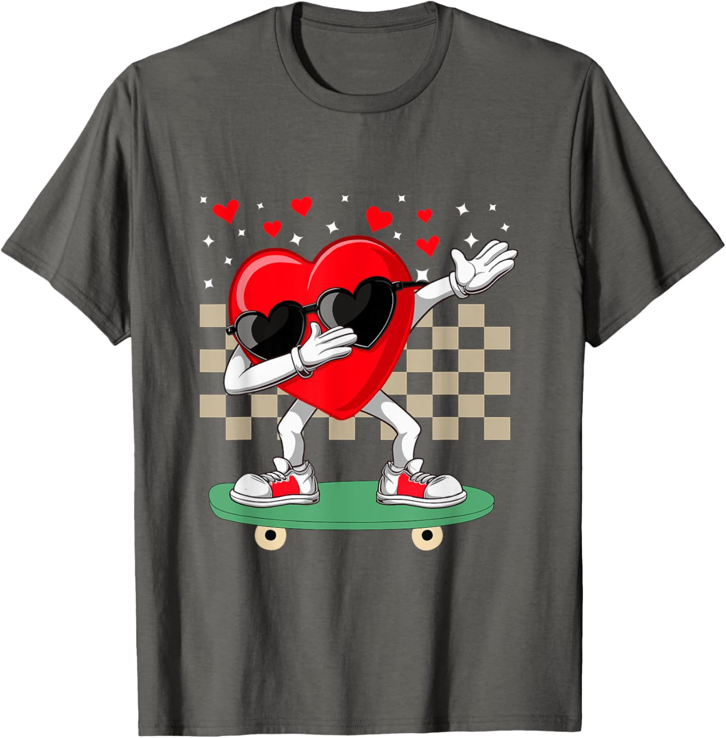 Dabbing Heart Skateboarding Dab Dance T-Shirt for Valentine's Day Fun - 11
