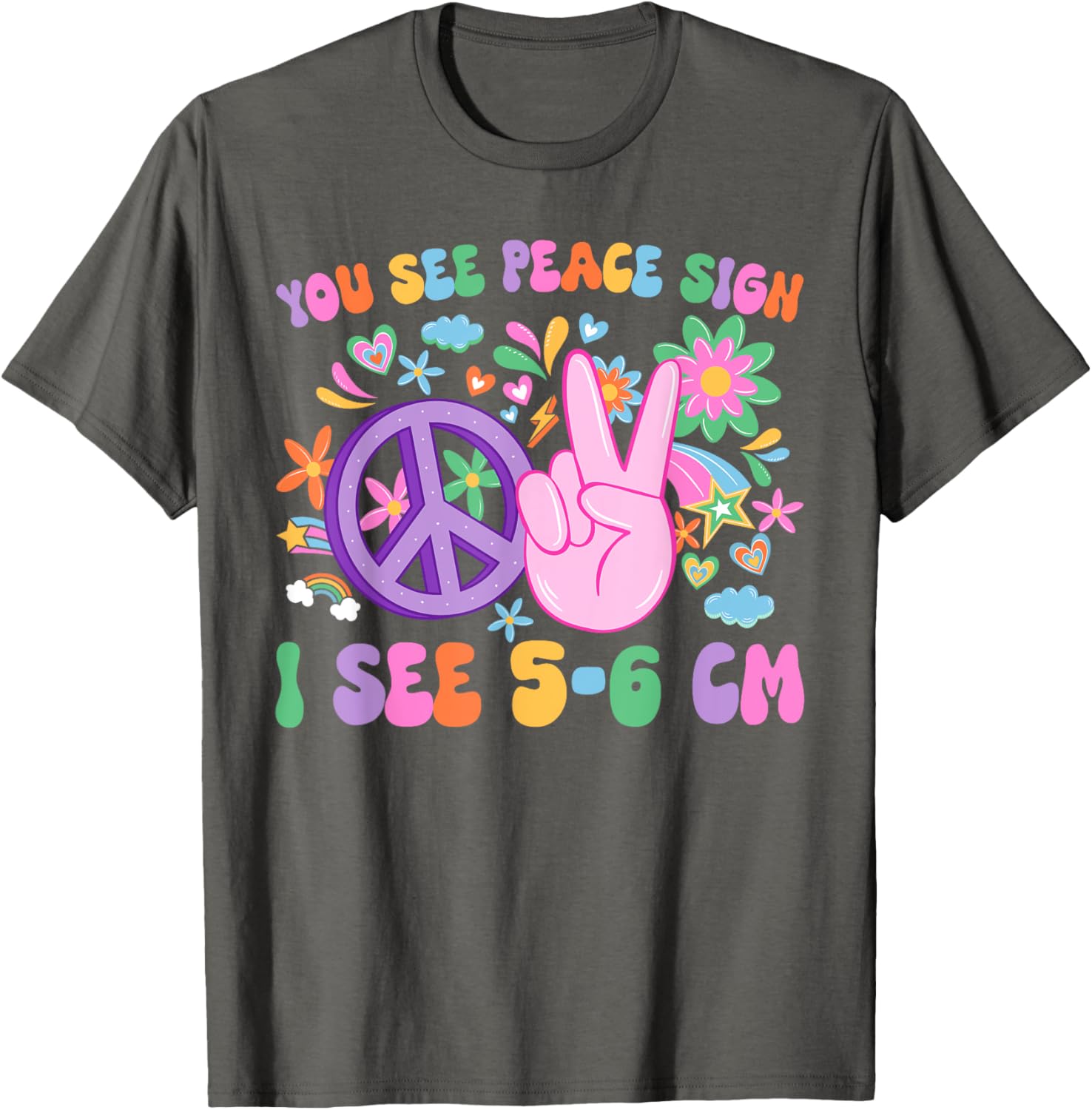 Funny L&D Nurse NICU T-Shirt - You See Peace Sign I See Uterus Design - 12