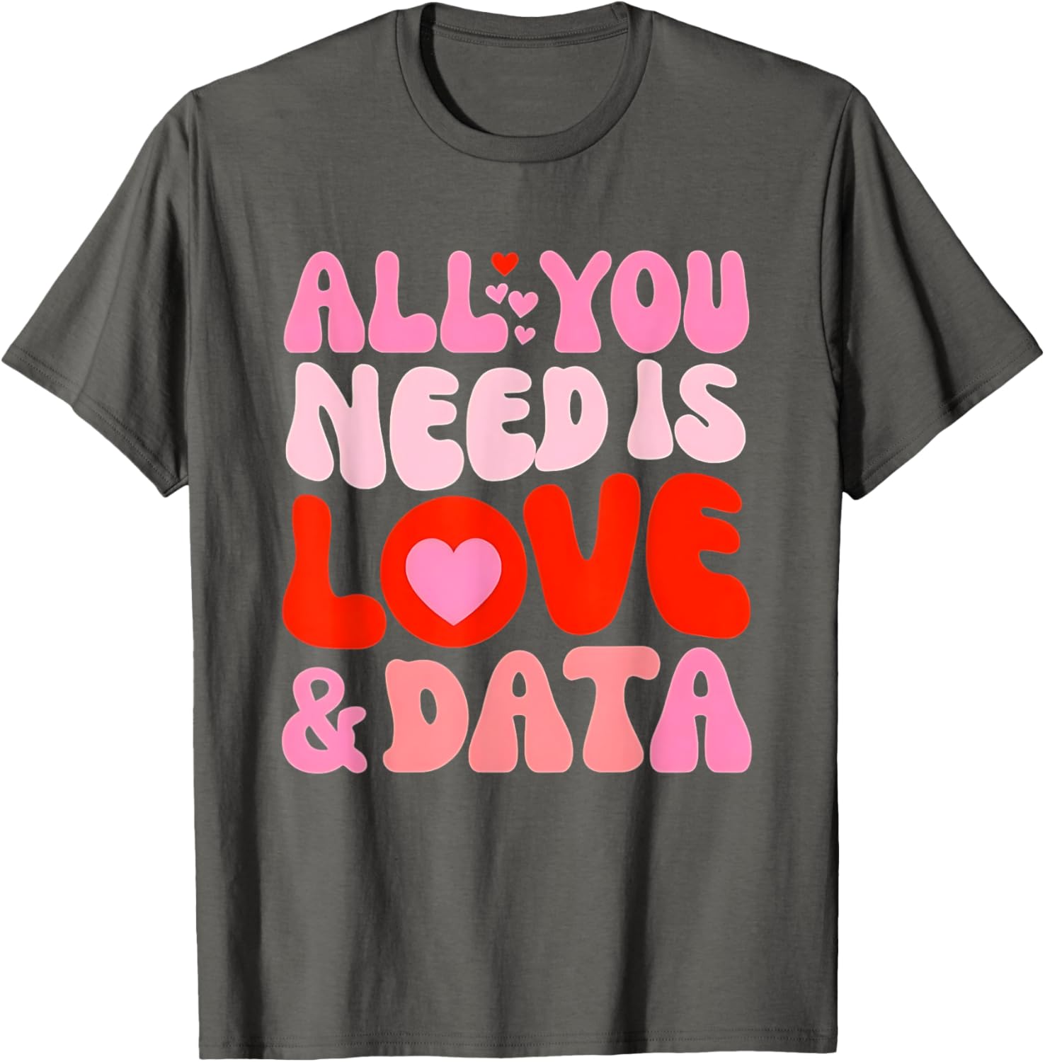 Retro Love and Data Teacher Valentine's Day T-Shirt for Educators - 26