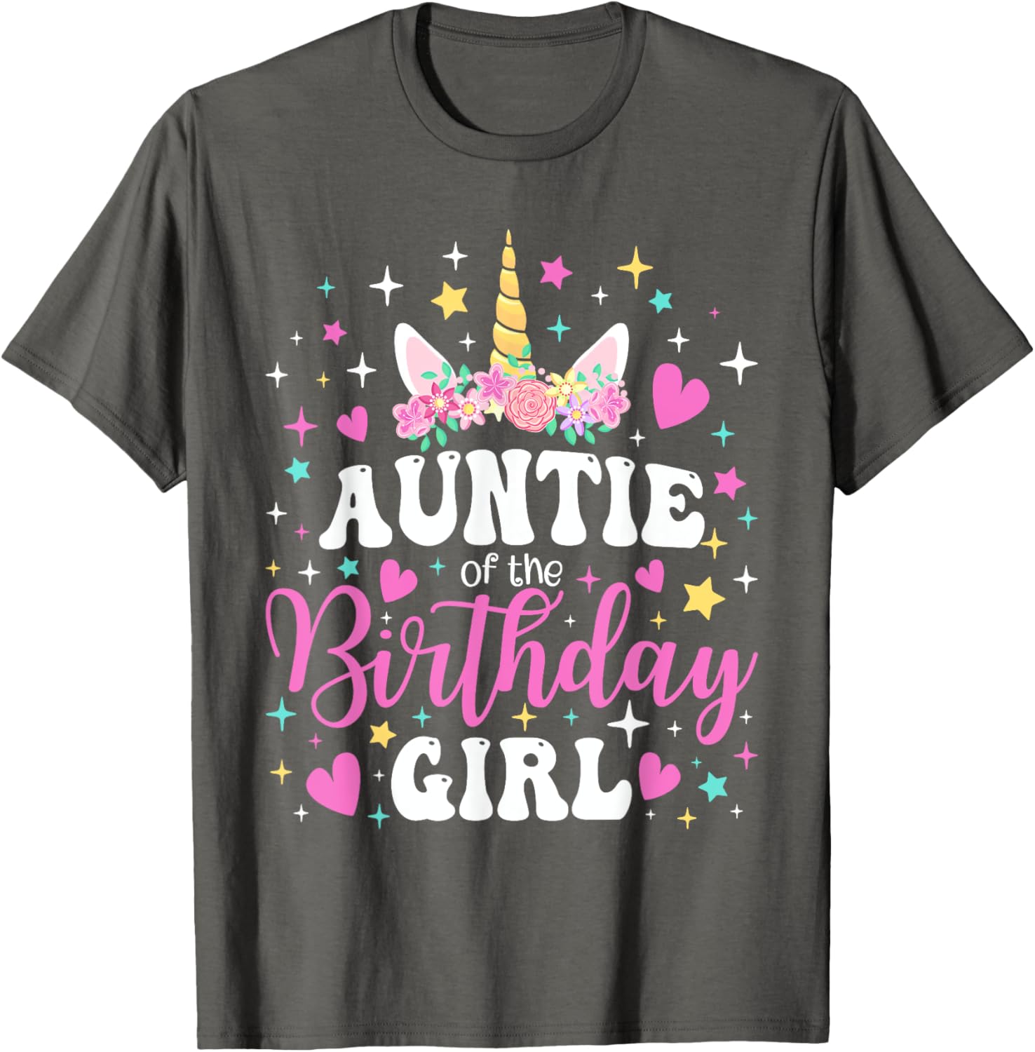 Unicorn Auntie Birthday Matching T-Shirt for Family Celebration Fun - 11