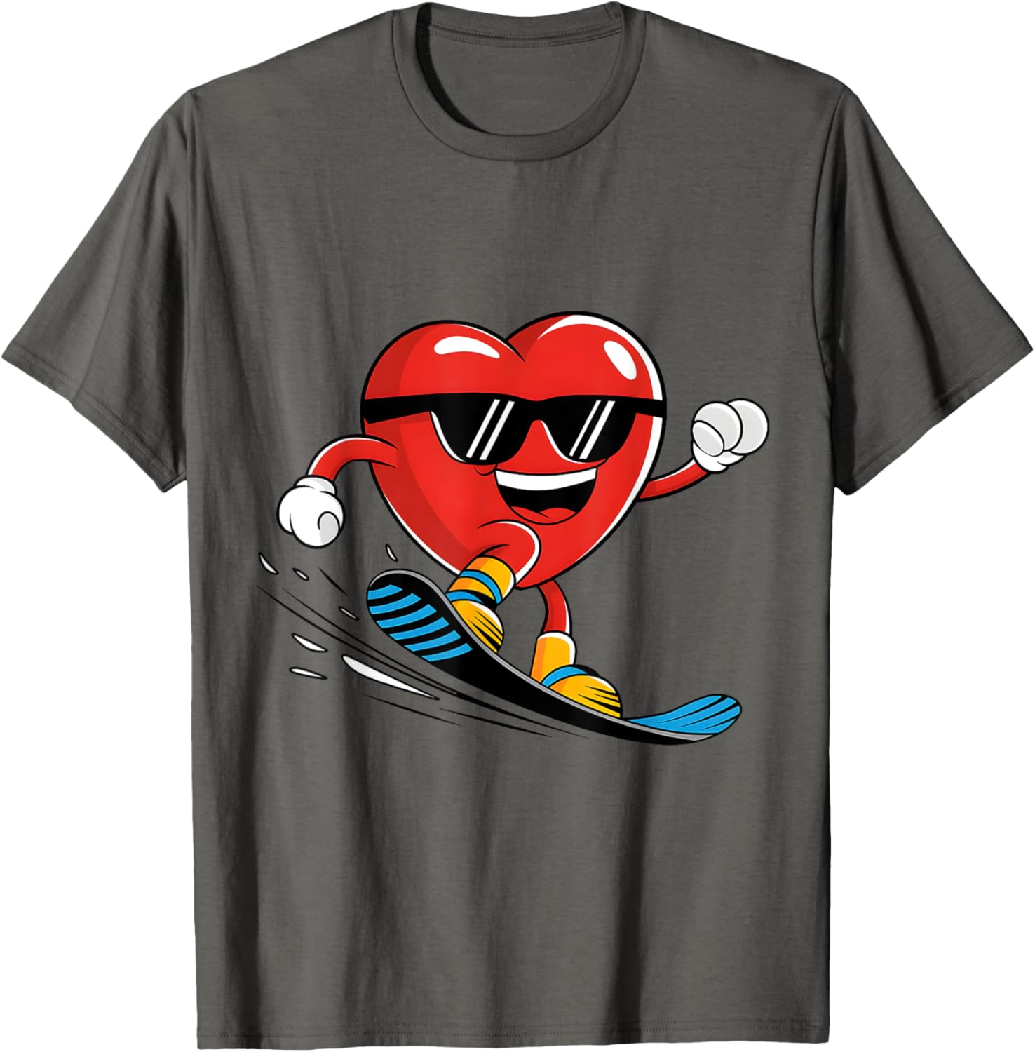 Snowboard Heart Valentine's Day T-Shirt for Boys and Girls Fun Gift - 12