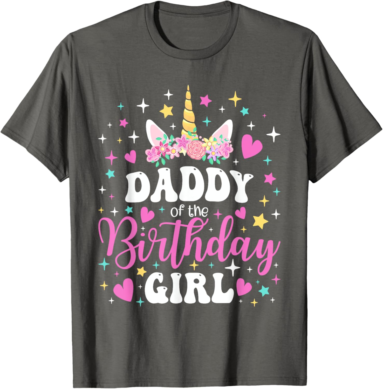 Family Matching Unicorn Daddy T-Shirt for Birthday Girl Celebration - 25