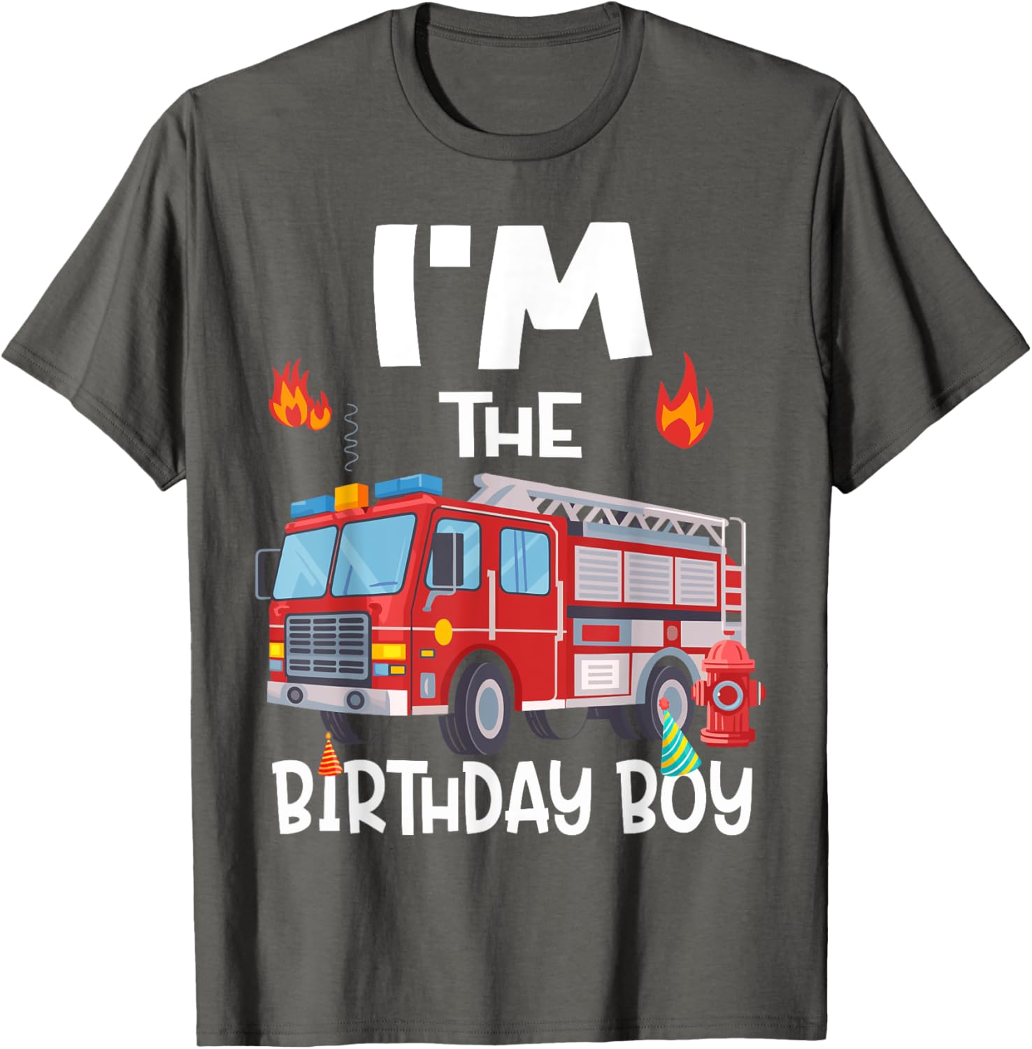 Birthday Boy Fire Truck Firefighter Family T-Shirt for Fun Celebrations - 3