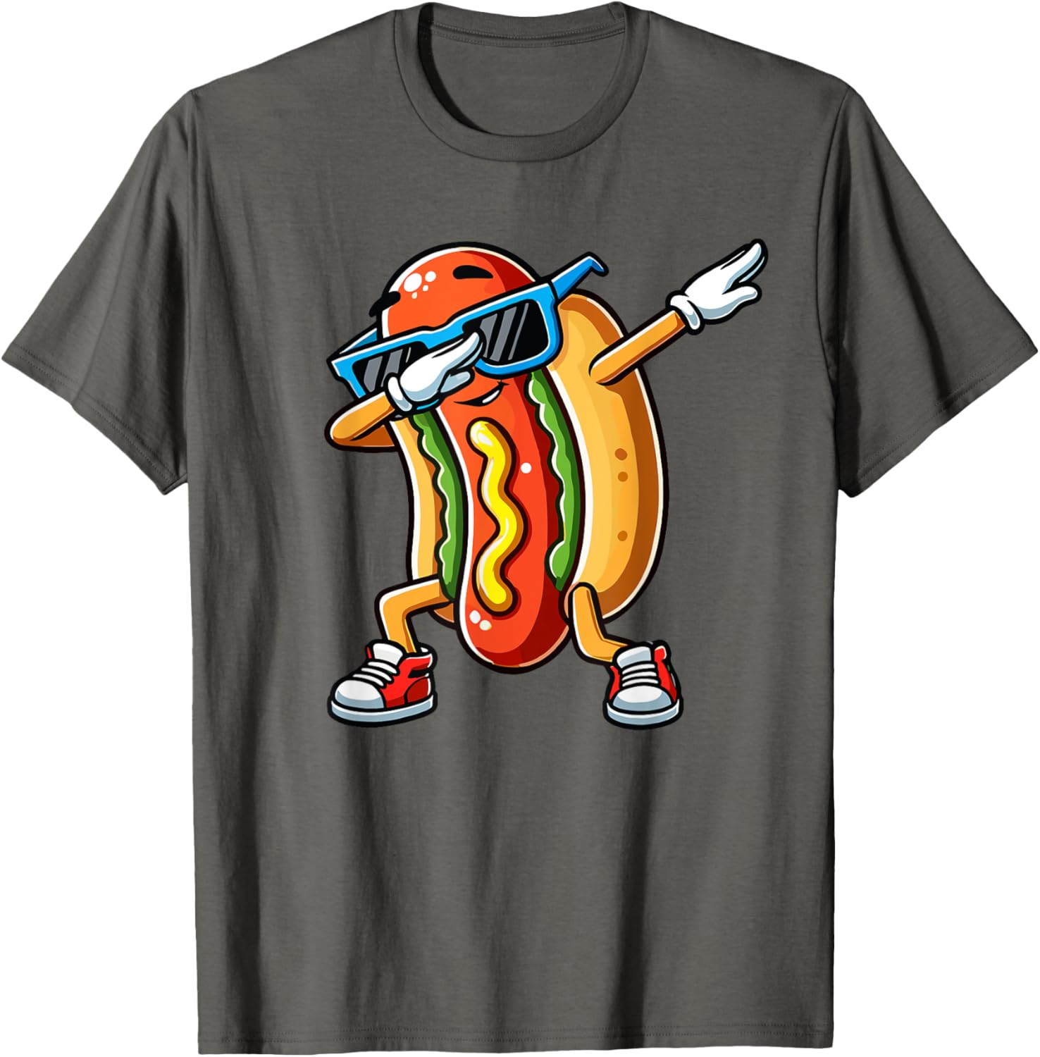 Funny Dabbing Hotdog Sunglasses T-Shirt for Kids Who Love Dogs and Hotdogs - 2