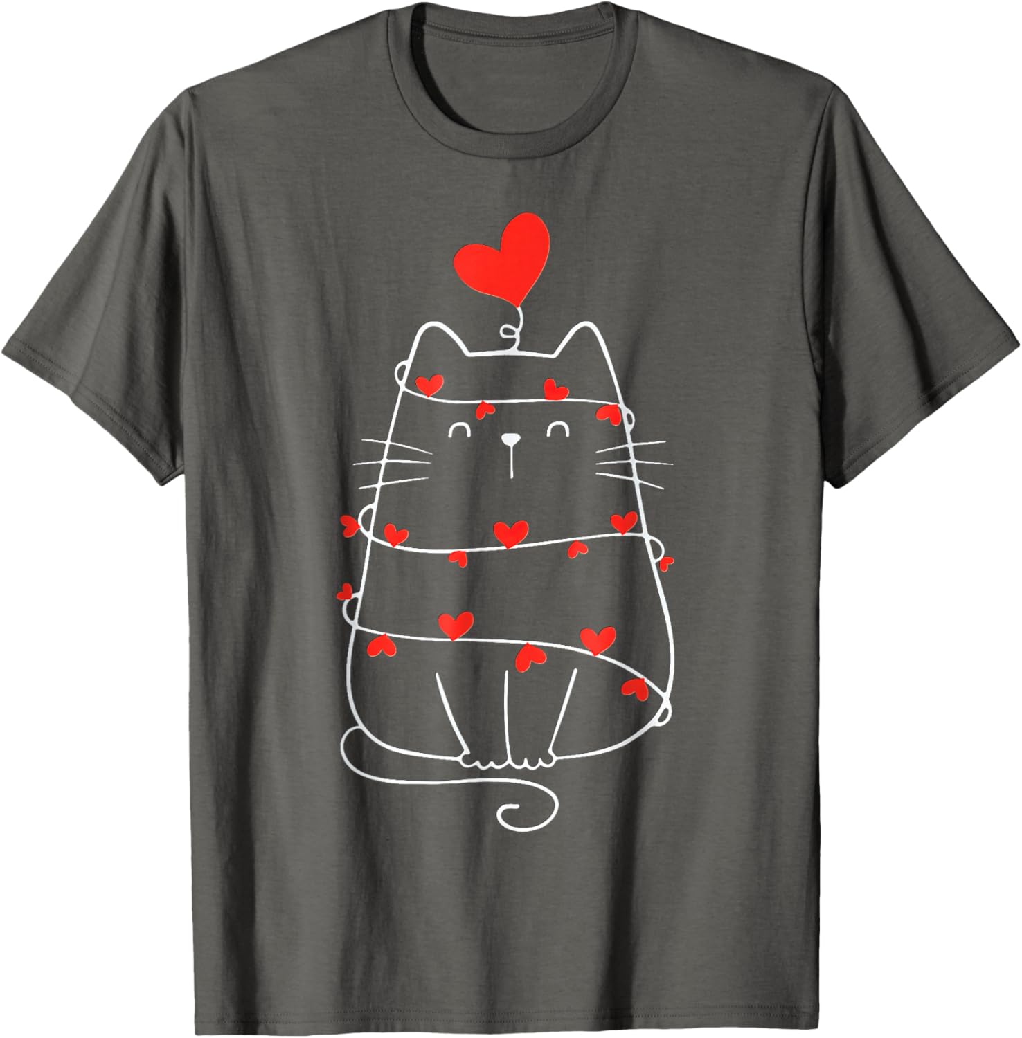 Funny Heart Cat Valentine's Day T-Shirt for Cat Lovers - 16