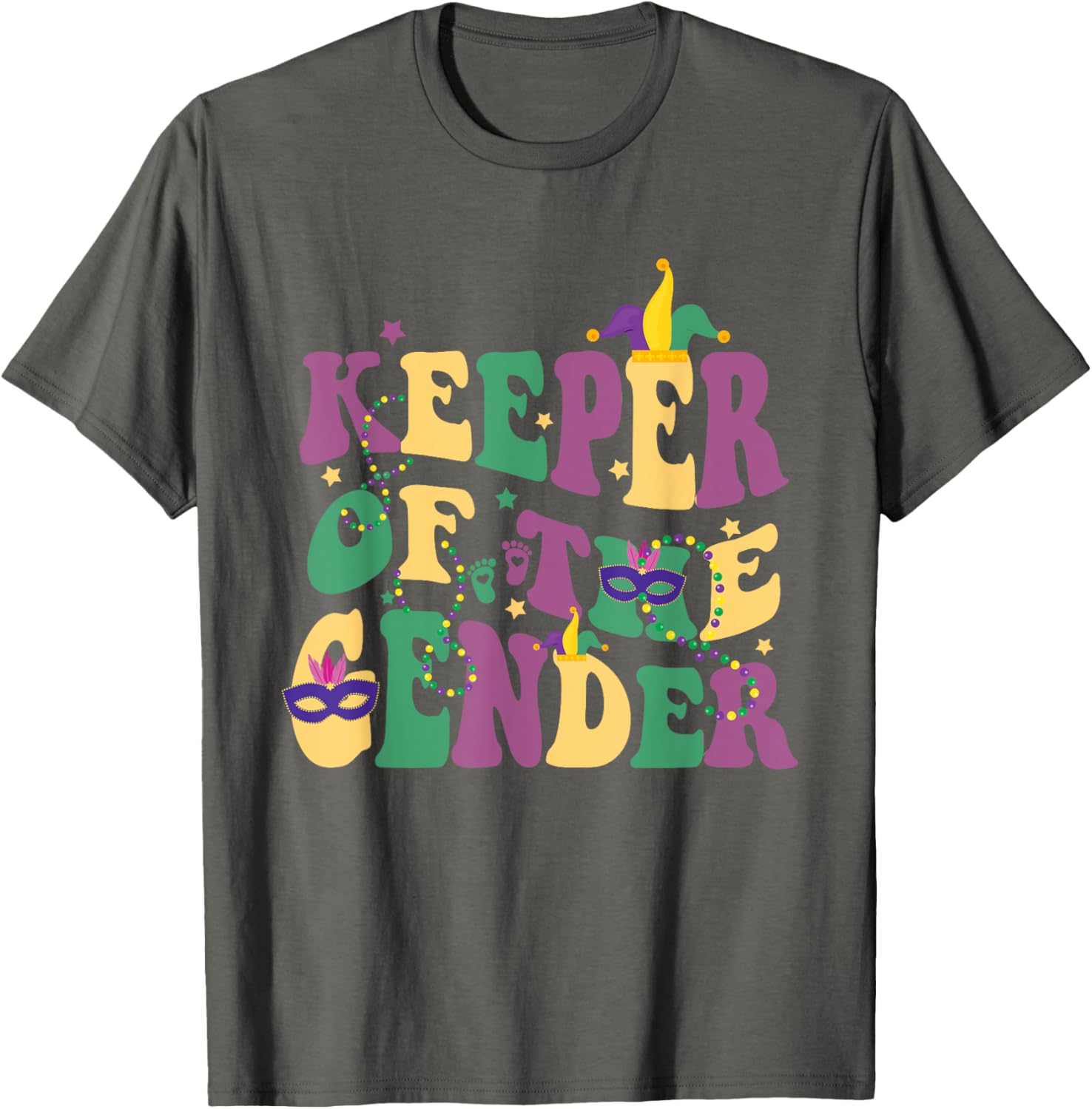 Keeper Of The Gender Reveal Mardi Gras Baby Shower T-Shirt for Fun Celebrations - 13