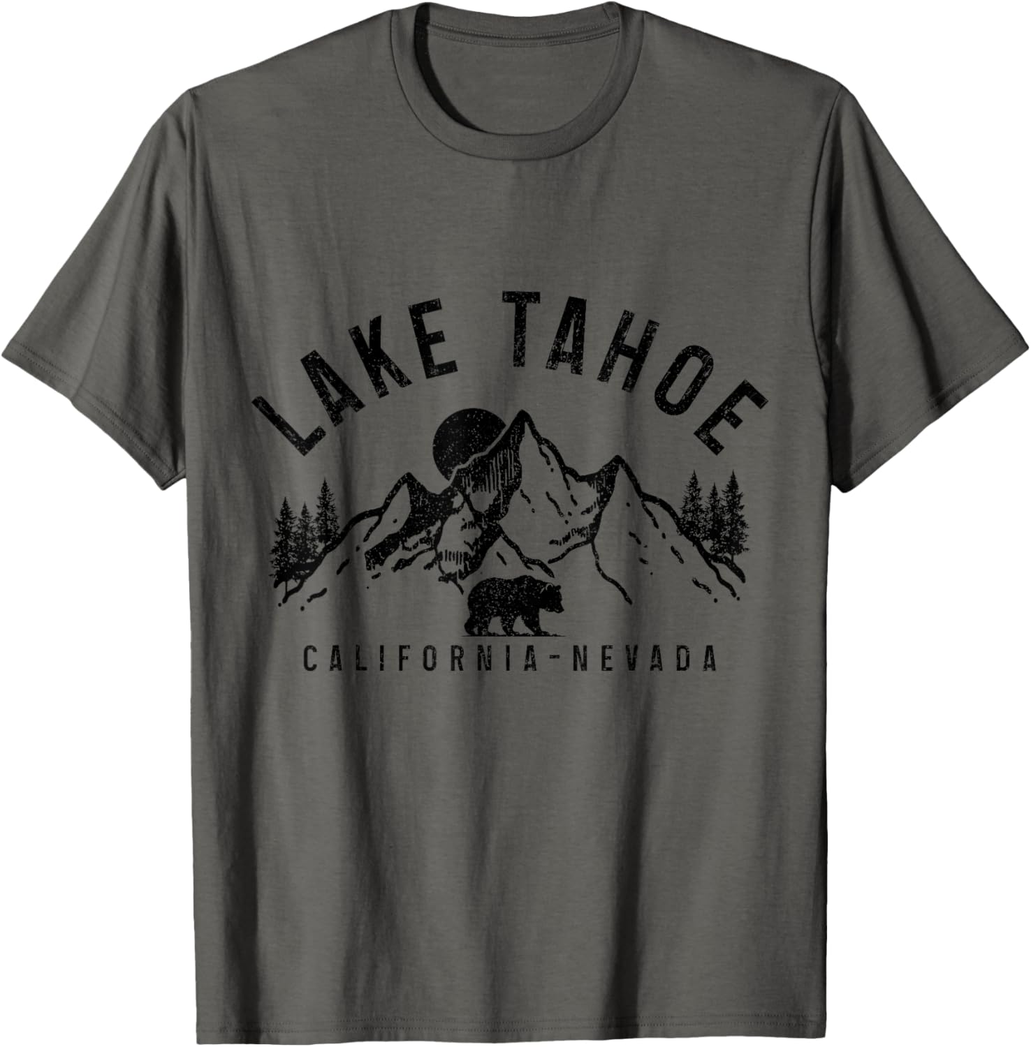 Vintage Bear Graphic T-Shirt Lake Tahoe Mountains Nature Lovers Apparel - 14