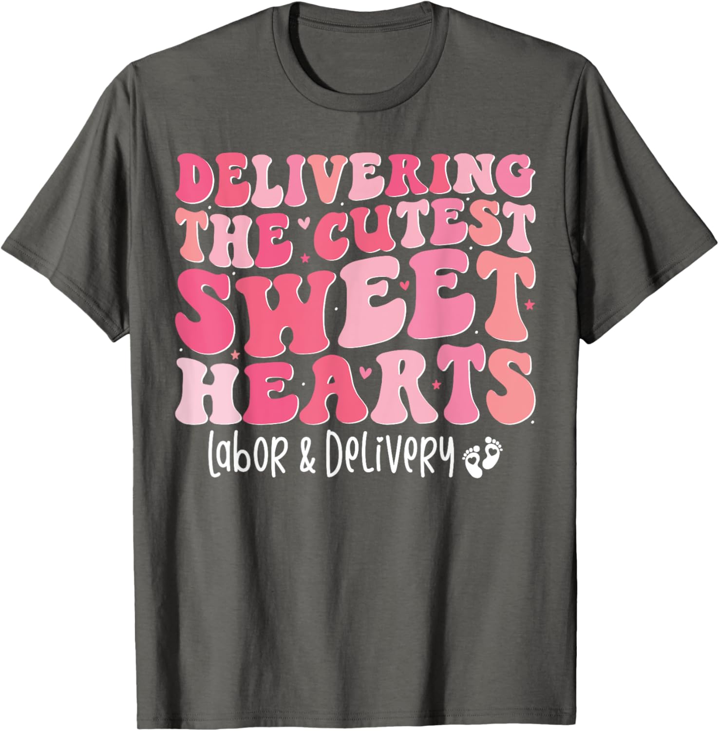 Groovy Labor and Delivery Nurse Valentine's Day T-Shirt for Nurses - 3