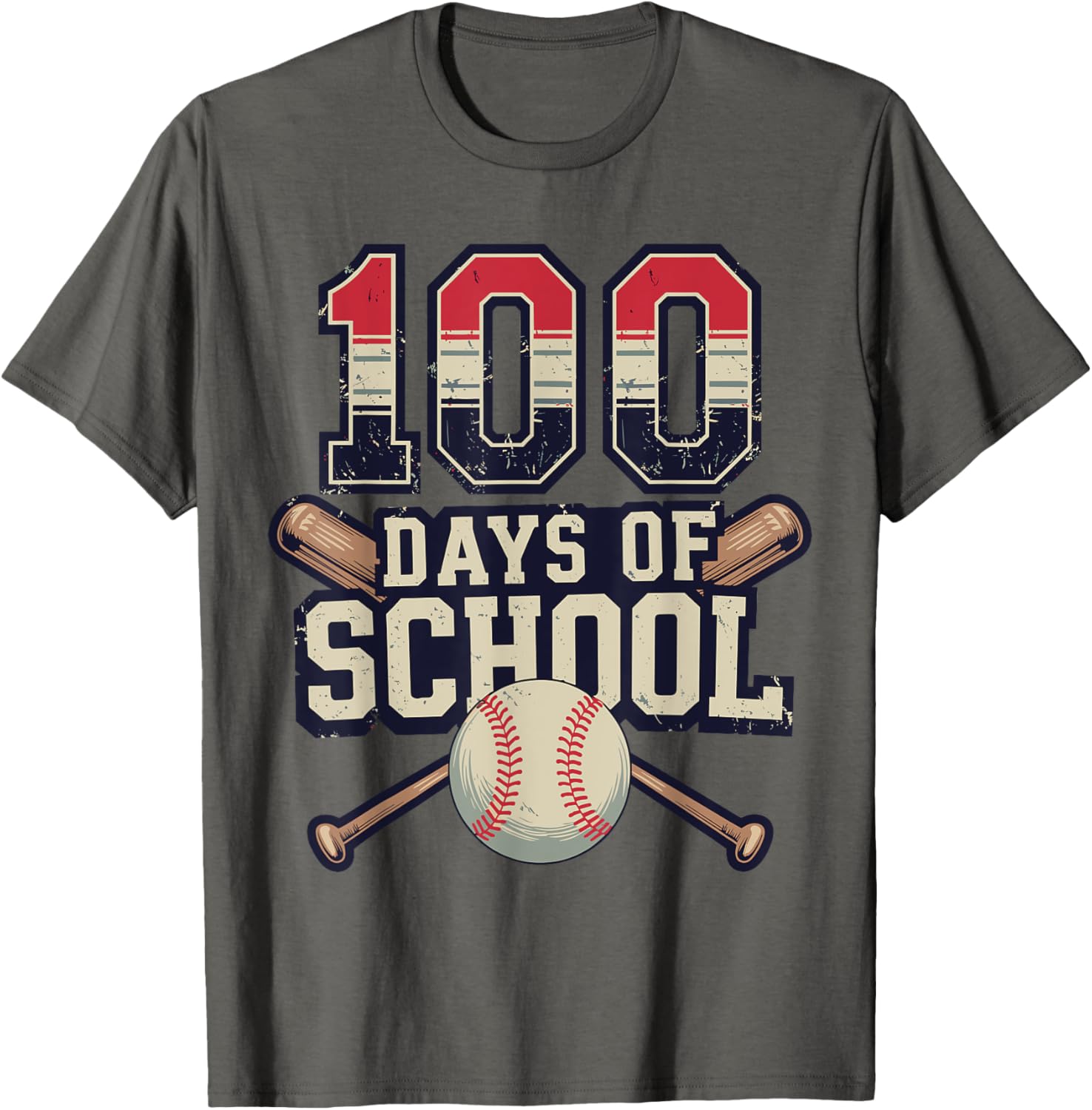 Vintage Baseball Theme 100 Days of School Celebration T-Shirt for Kids - 21