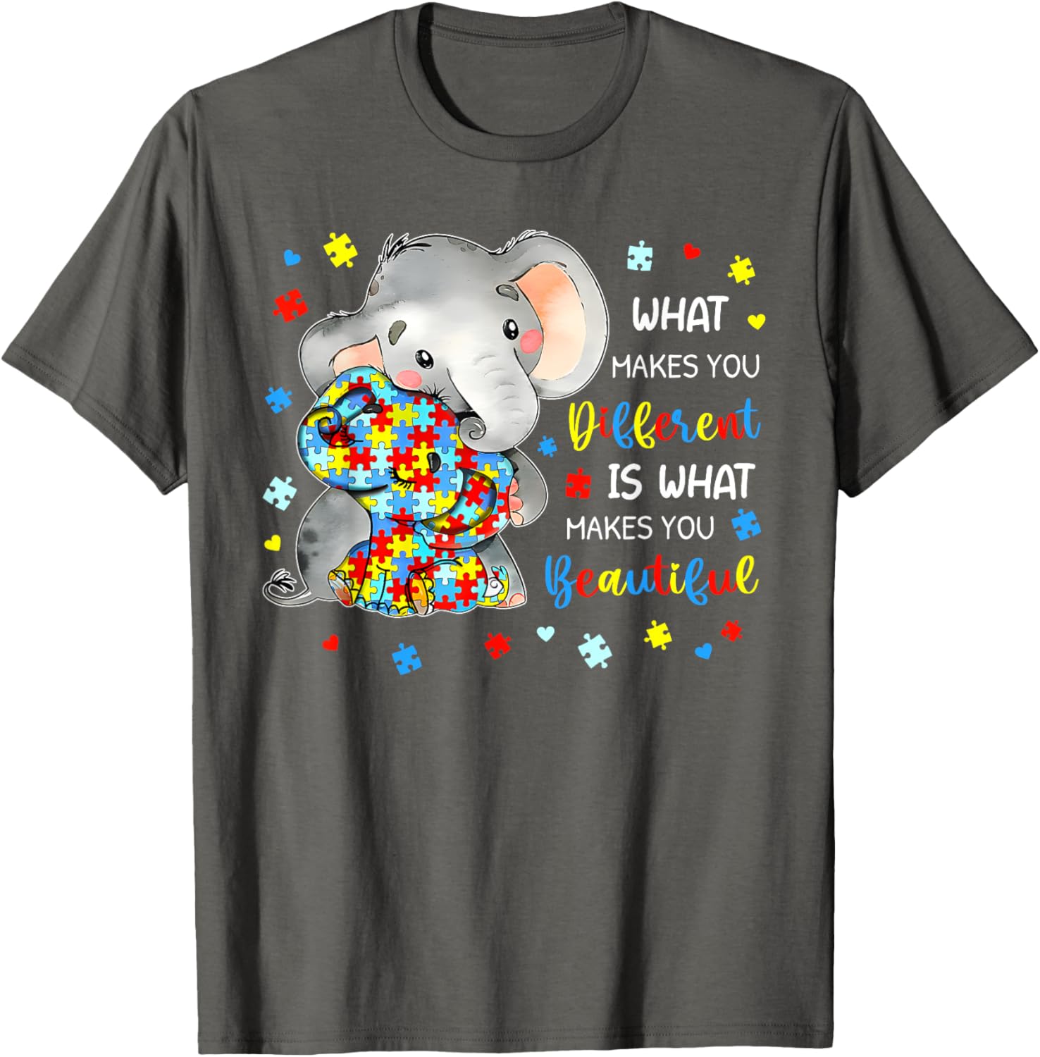 Unique Autism Awareness Elephant T-Shirt Celebrating Individuality and Beauty - 17