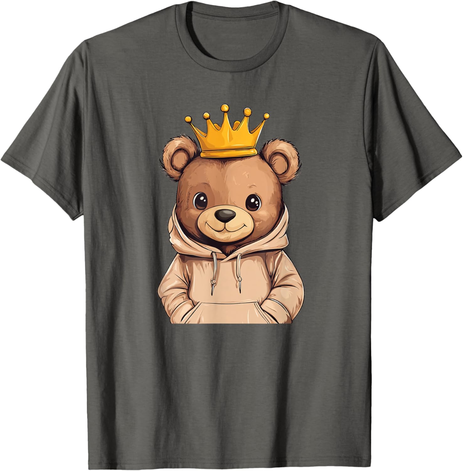 Adorable Cool Teddy Bear King with Crown and Sweater T-Shirt Outfit - 3