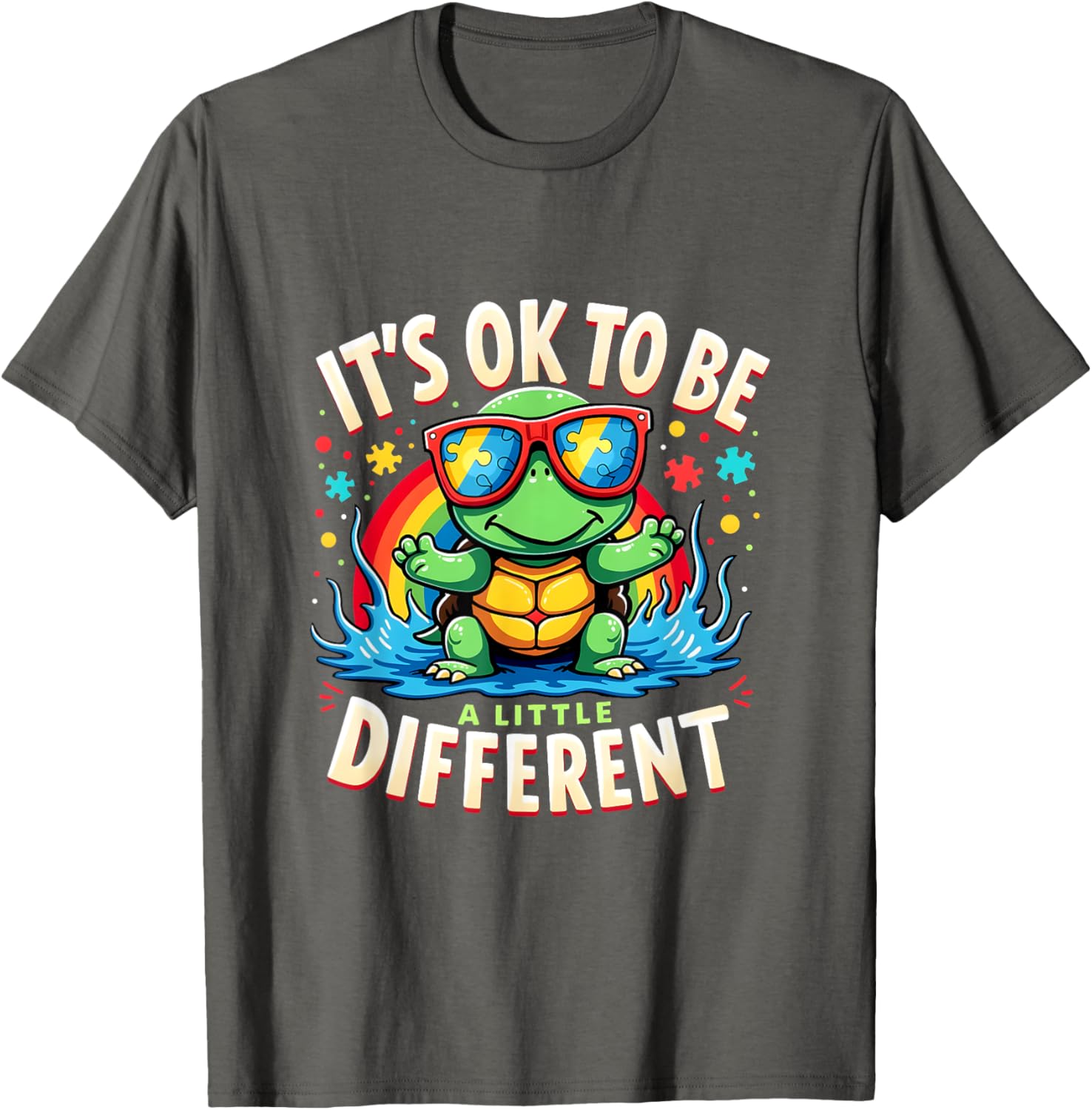 Cute Turtle Autism Awareness T-Shirt It's Ok To Be A Little Different - 4