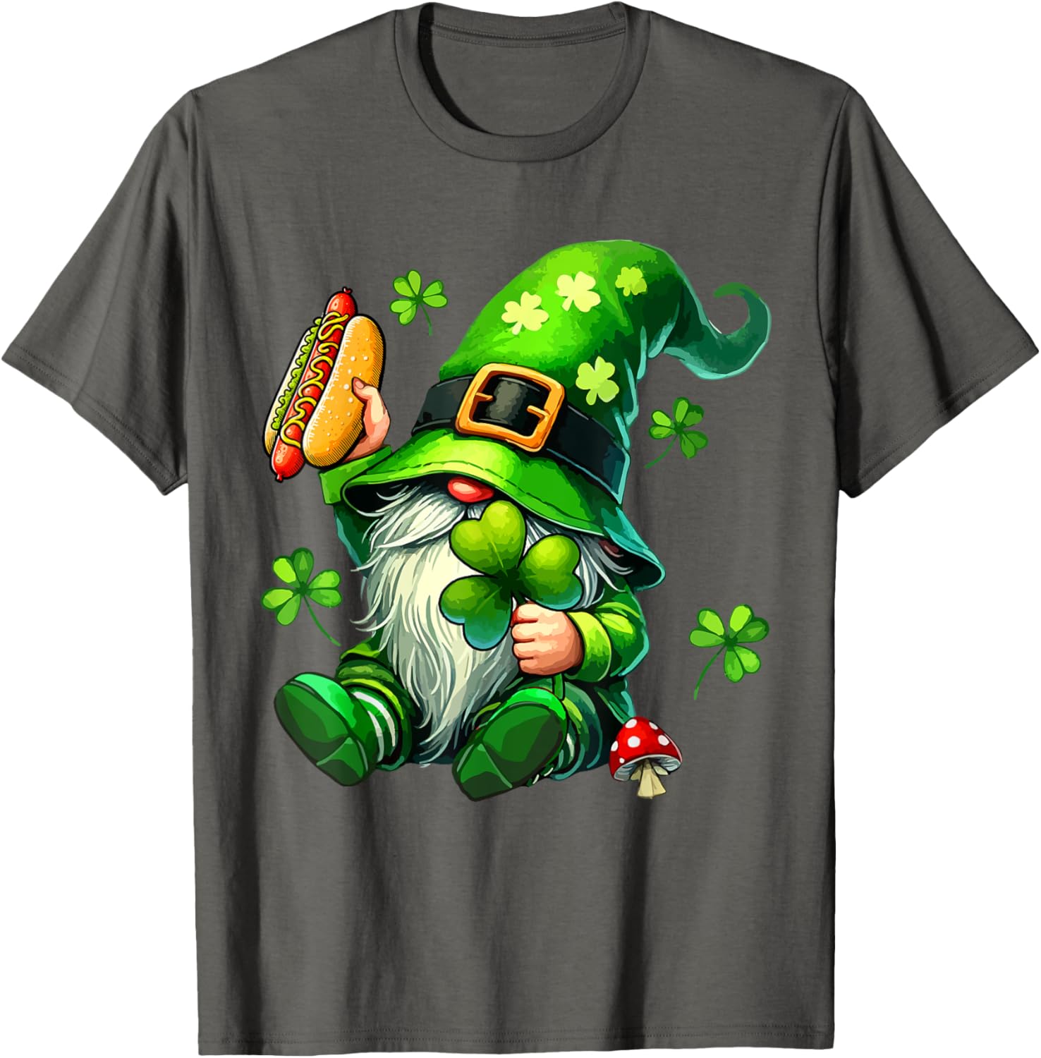Gnome Eating Hot Dog St. Patrick's Day T-Shirt for Food Lovers - 3