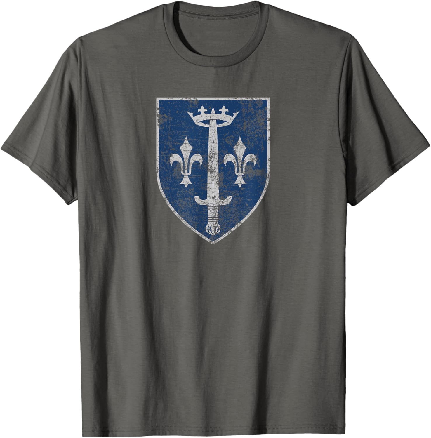 Family Crest of Saint Joan of Arc Distressed Print T-Shirt for Everyone - 1