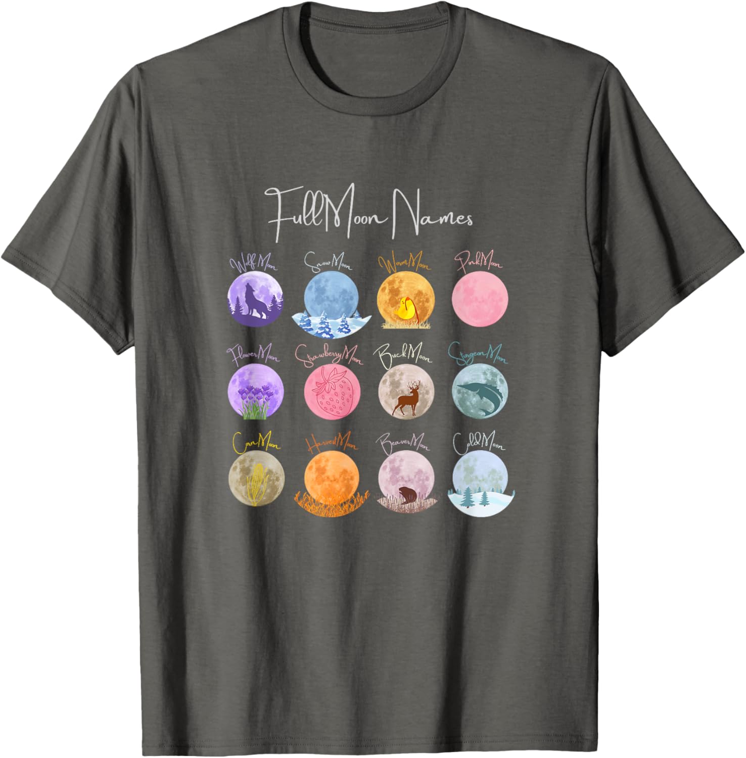 Full Moon Names T-Shirt Lunar Calendar Tees and Accessories Elegance - 12