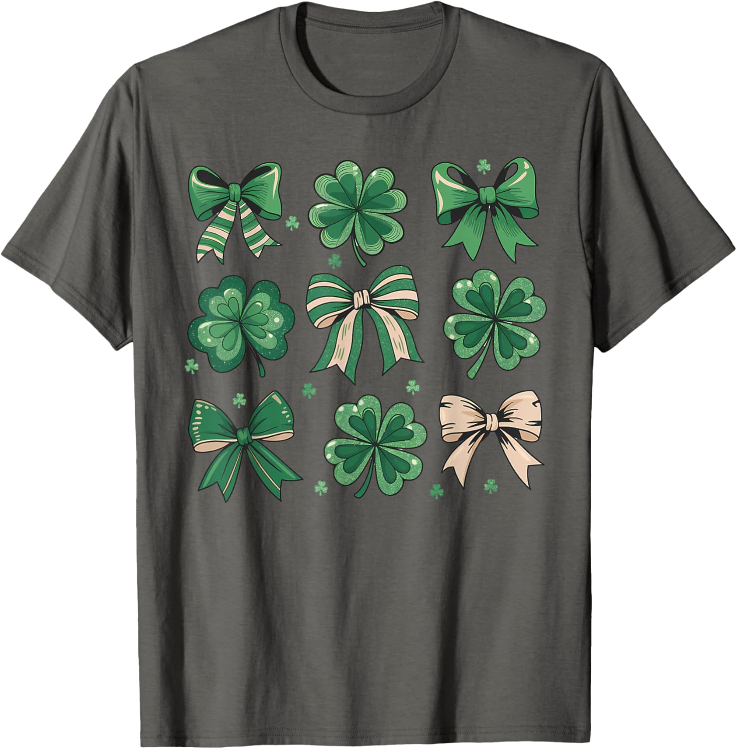 Cute Retro St Patricks Day Shamrock Bow T-Shirt for Festive Fun - 3
