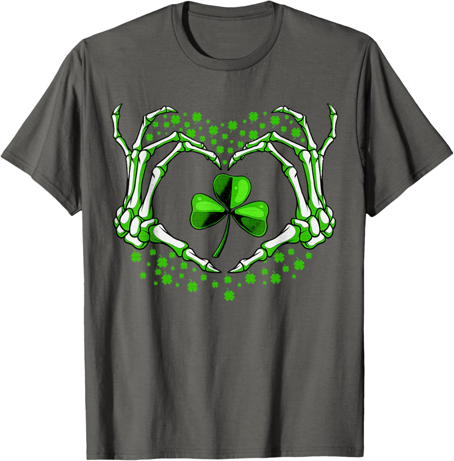 Skeleton Hand Heart Shamrock St Patricks Day T-Shirt for Festive Fun - 26