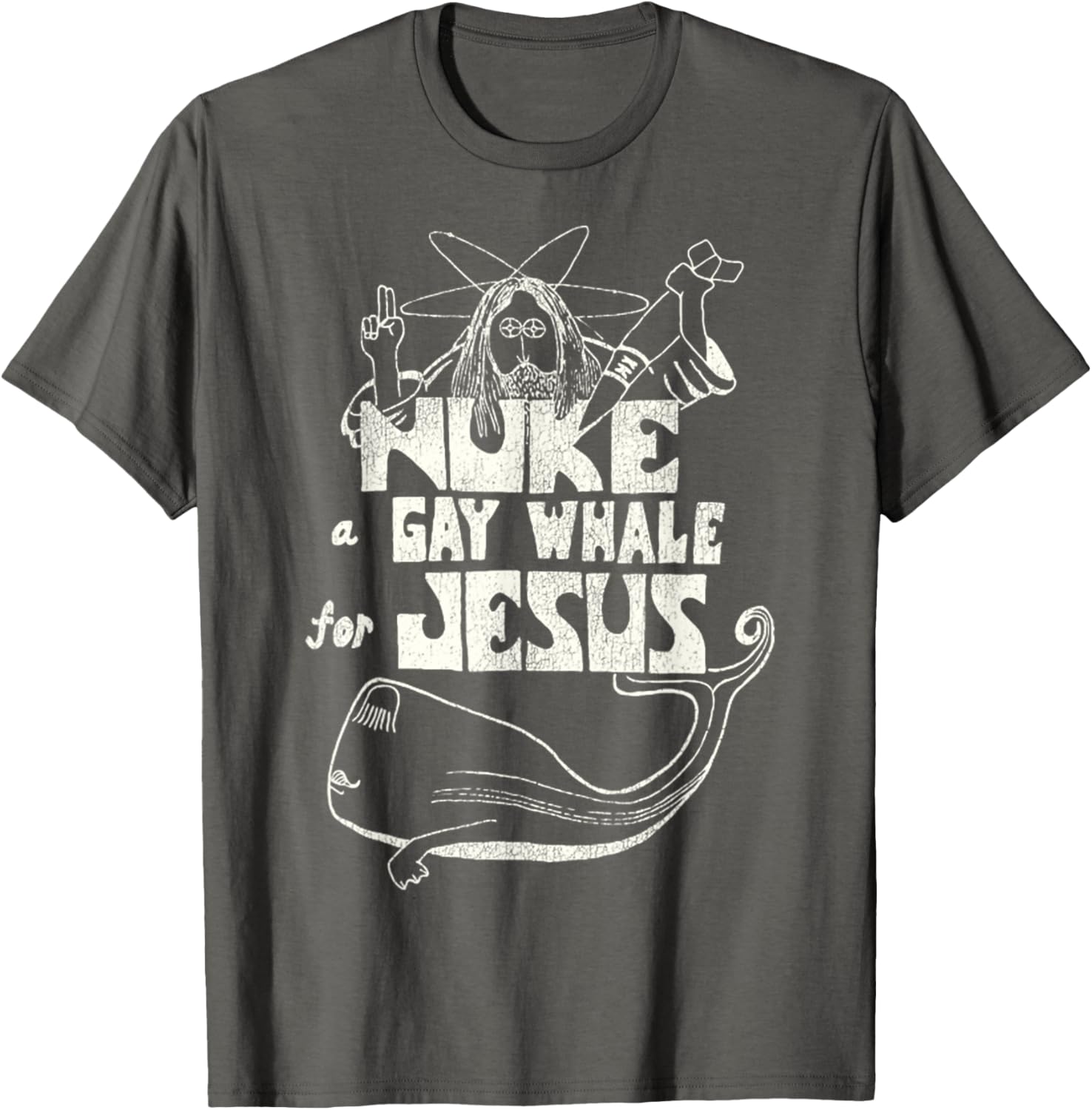 Funny Vintage 80s Nuke a Gay Whale For Jesus T-Shirt for Social Advocacy - 10