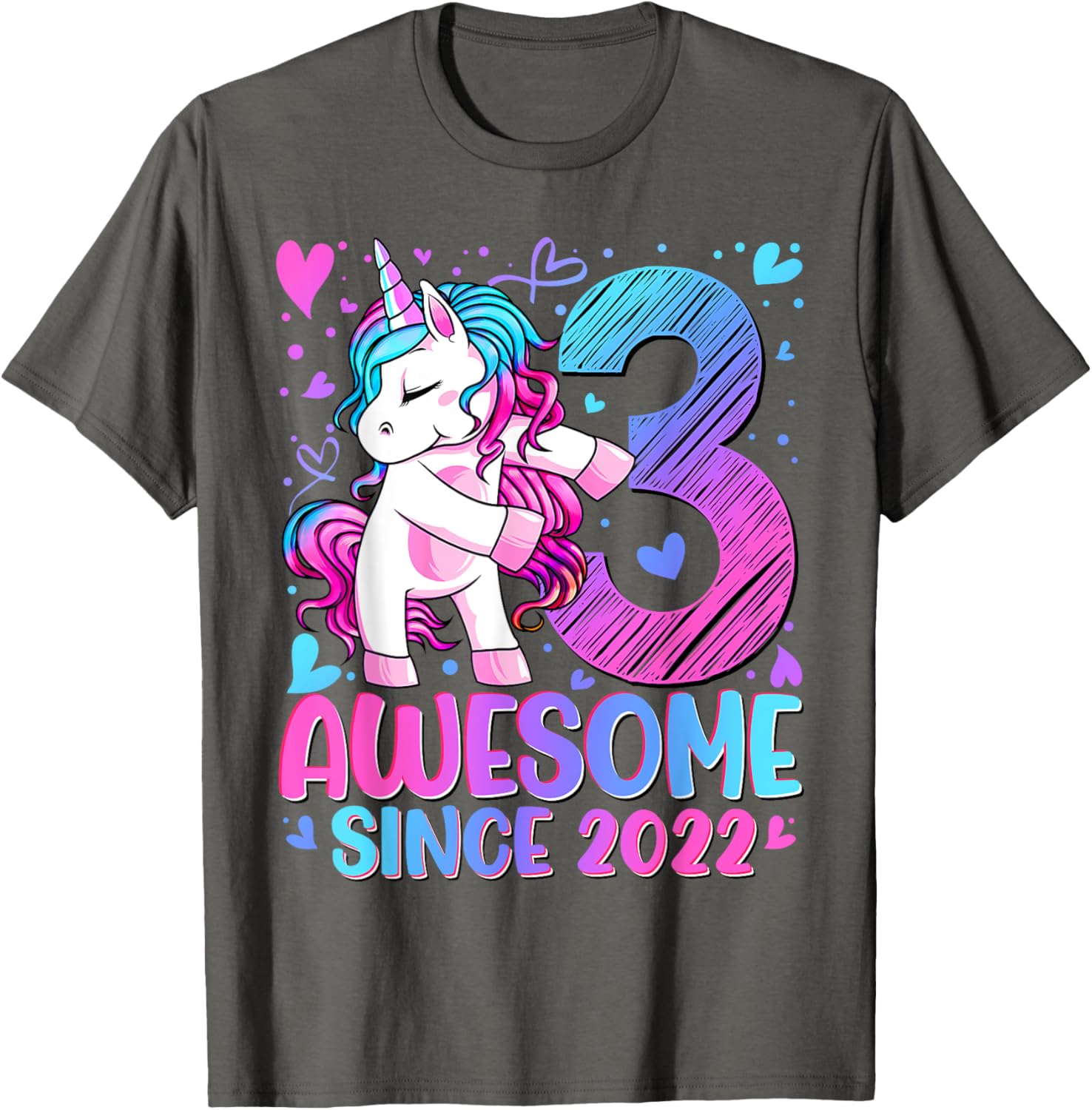 Cute Unicorn T-Shirt for 3 Year Old Girls Birthday Party Gifts - 19