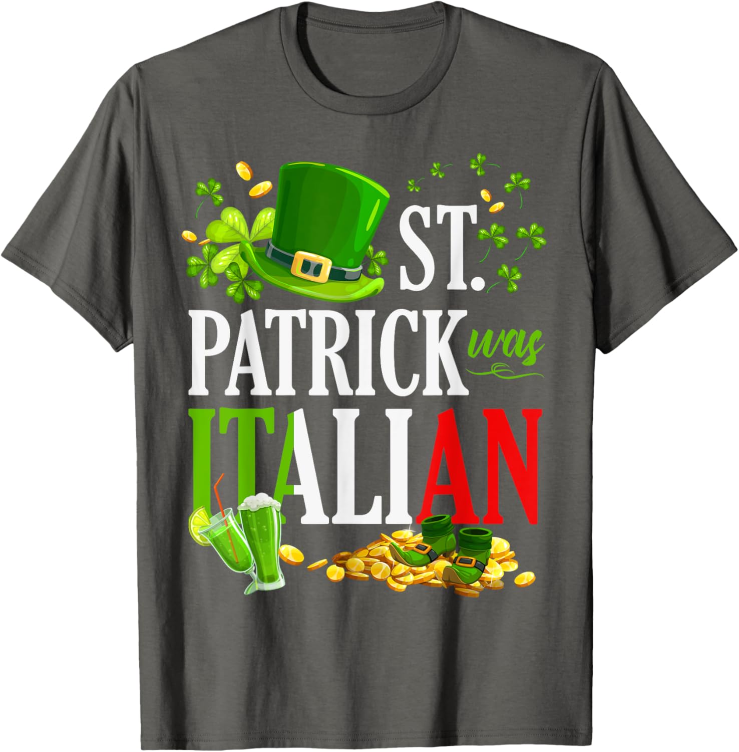 Vintage St Patrick Was Italian Clover Graphic T-Shirt for St Patricks Day - 9