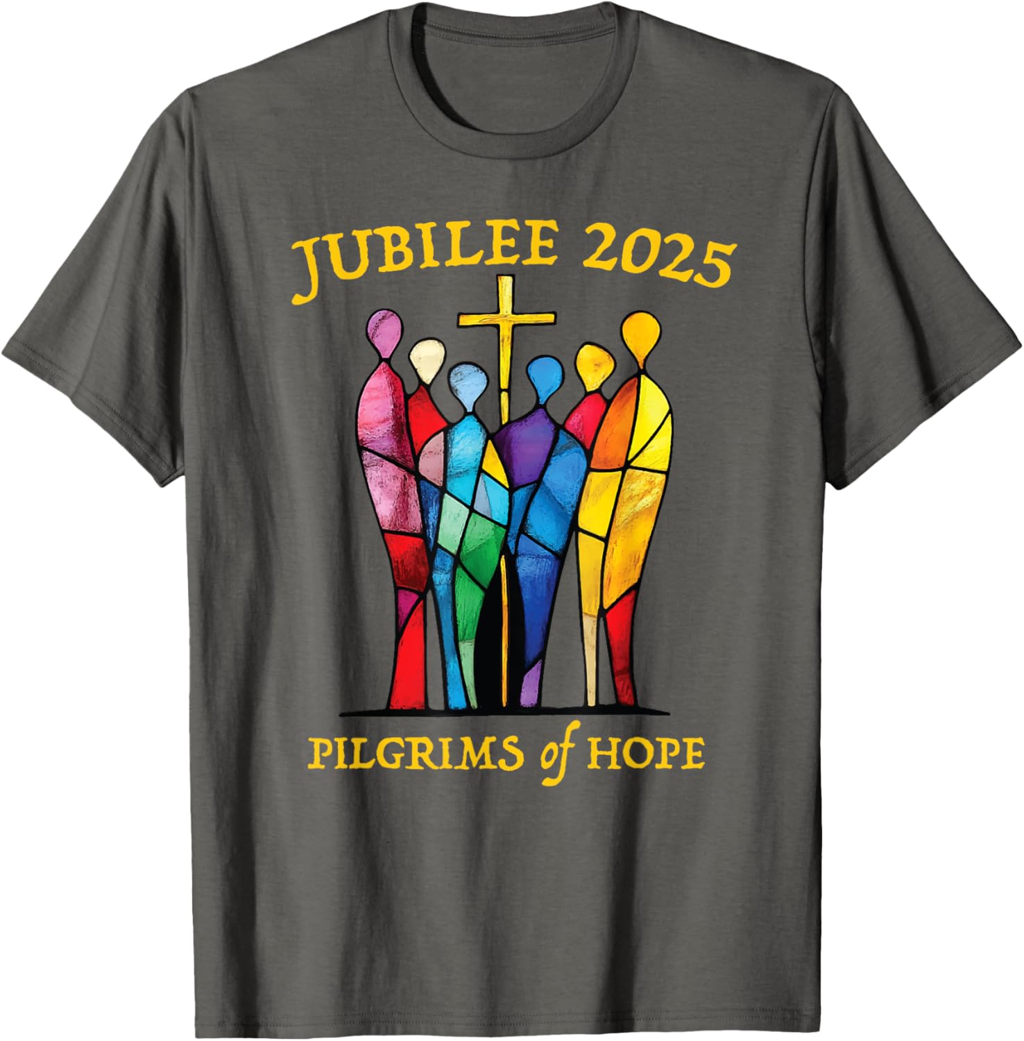 Catholic Jubilee 2025 Pilgrims of Hope Stained Glass T-Shirt for All - 14