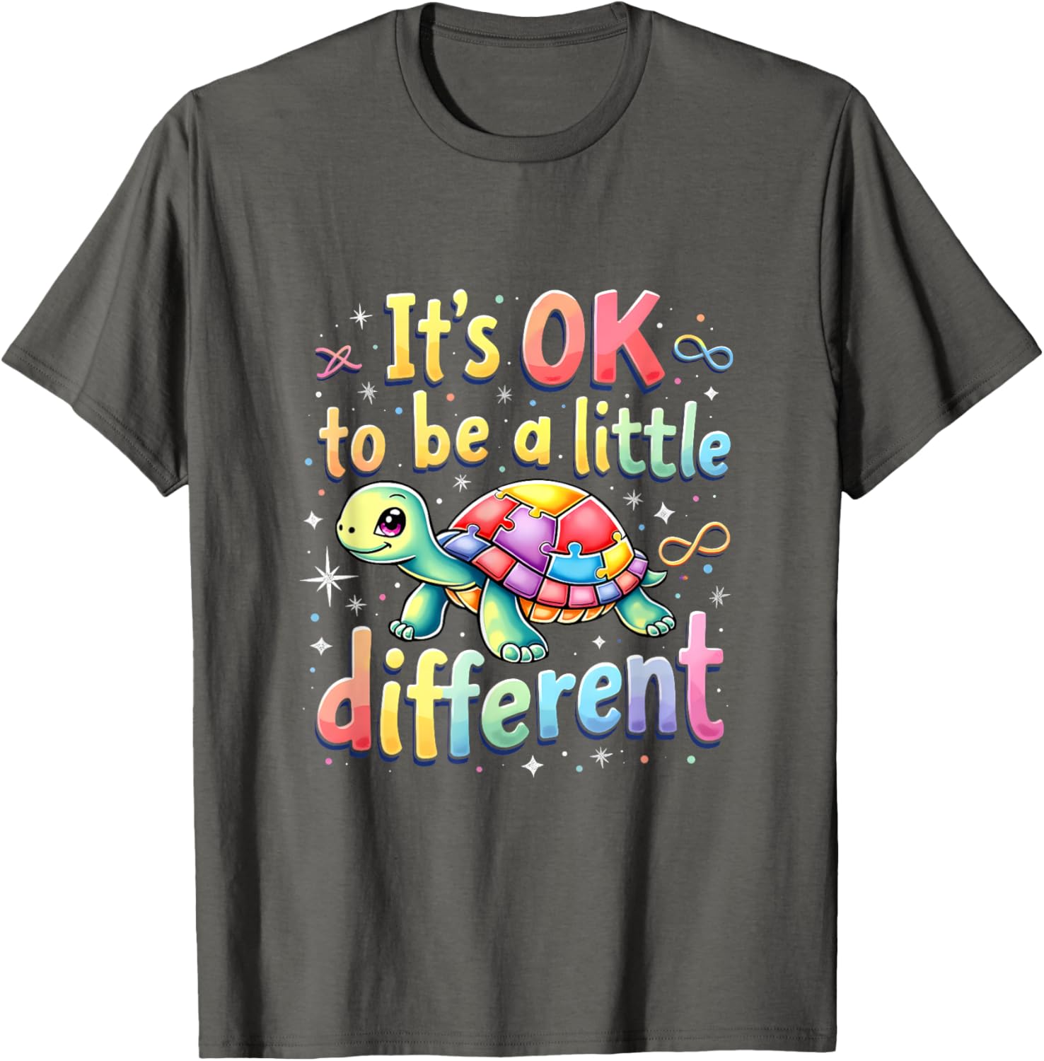 Autism Awareness Turtle T-Shirt It's Okay to Be Different Fun Tee - 1