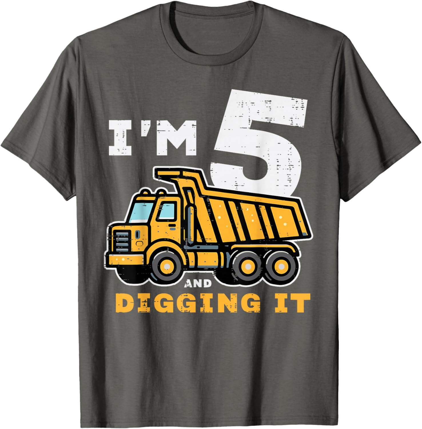 5th Birthday Dump Truck T-Shirt for Boys I’m 5 Digging It Fun Kids Tee - 13