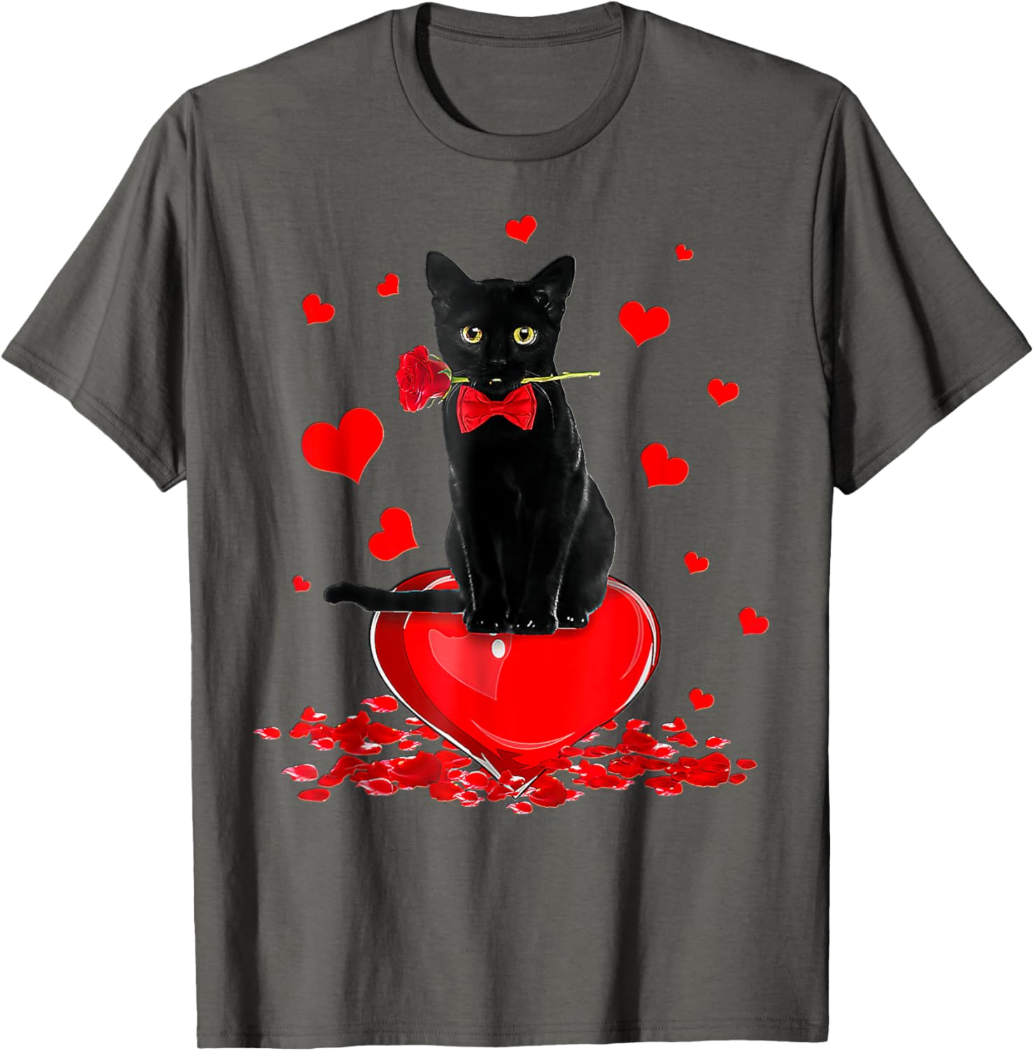 Cute Black Cat Valentine's Day Hearts T-Shirt for Cat Lovers - 10