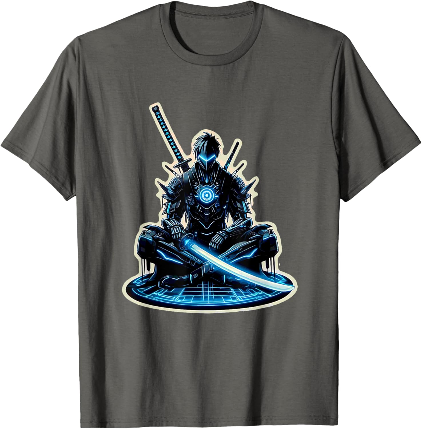 Futuristic Anime Samurai Gamer Warrior T-Shirt for Sci-Fi Fans - 1