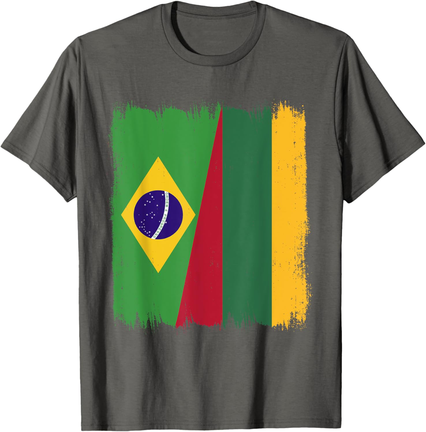 Brazil Lithuania Half Flag Roots T-Shirt for Proud Brazilian Lithuanians - 3