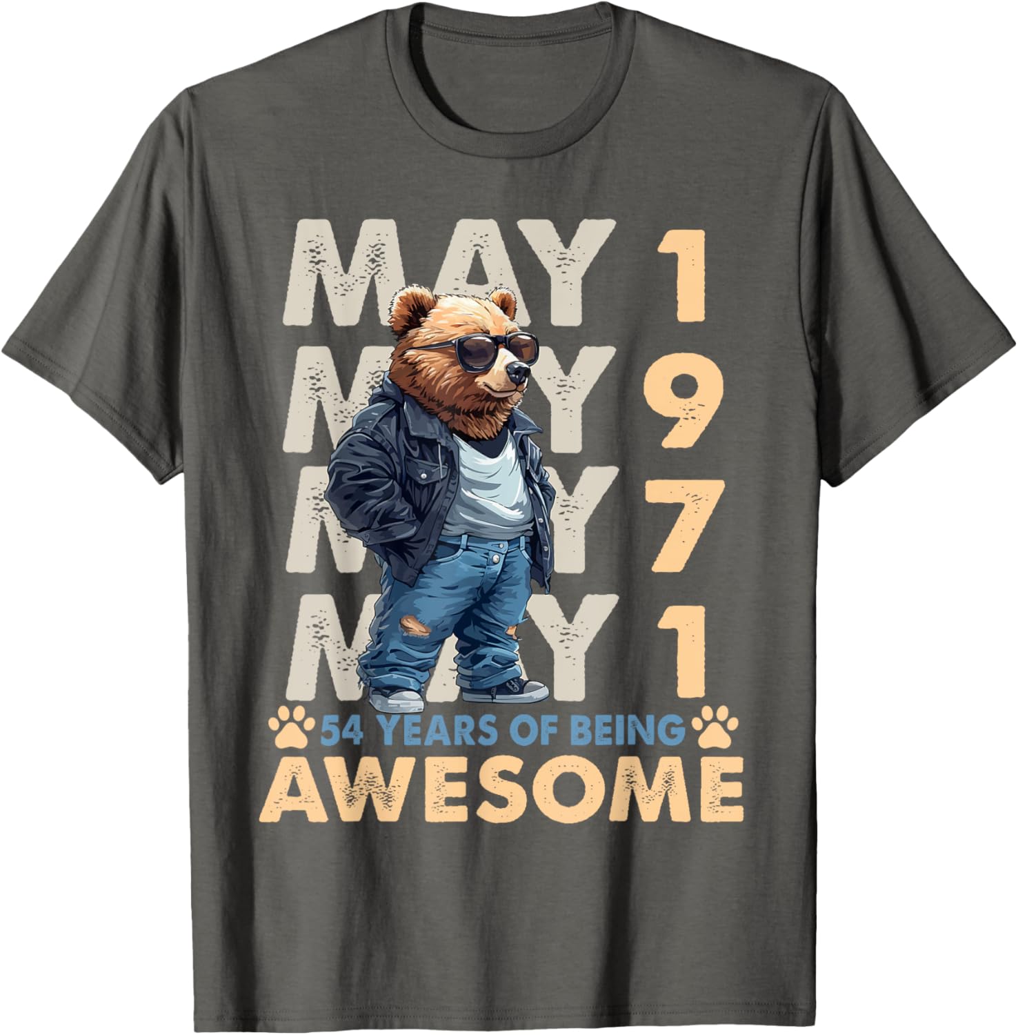 54th Birthday Bear Legends May 1971 T-Shirt for Men - Fun Gift Idea - 12