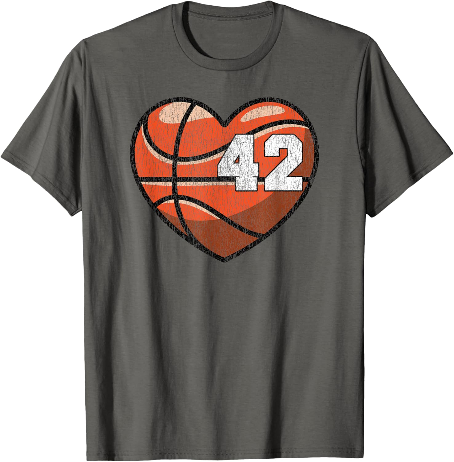 Distressed Heart Design Basketball Number 42 T-Shirt for Fans - 17