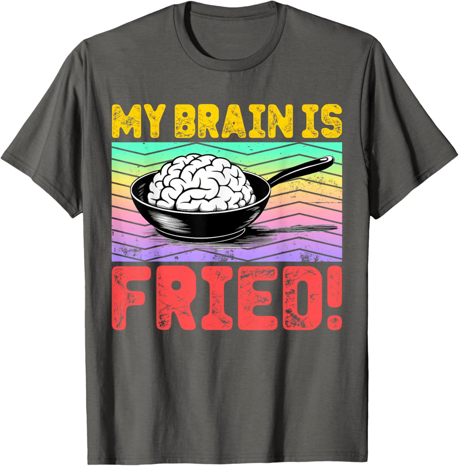Cartoon Brain Fried Stress Relief T-Shirt for Fun and Relaxation - 3