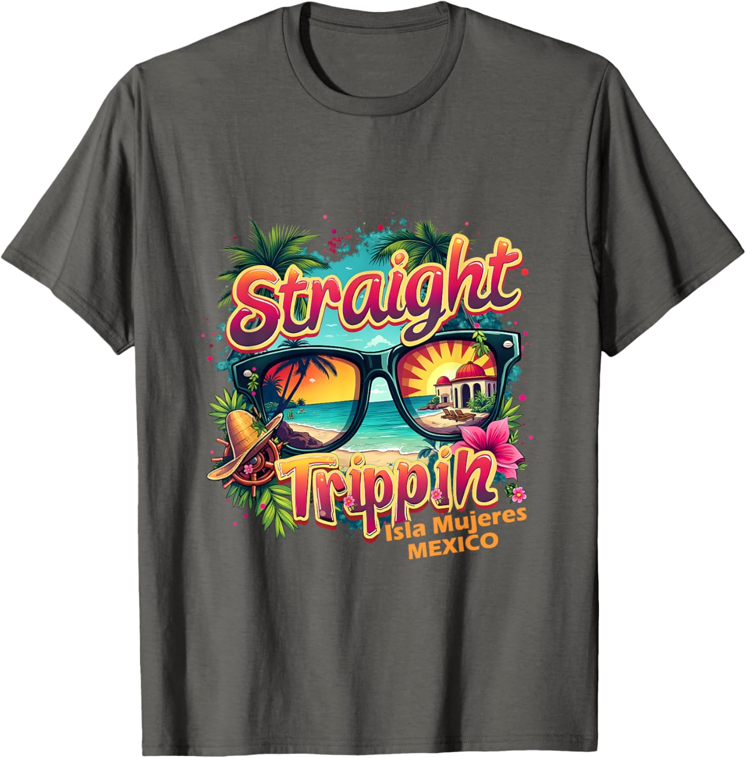 Isla Mujeres 2025 Retro Straight Trippin T-Shirt for Vacation Fun - 14