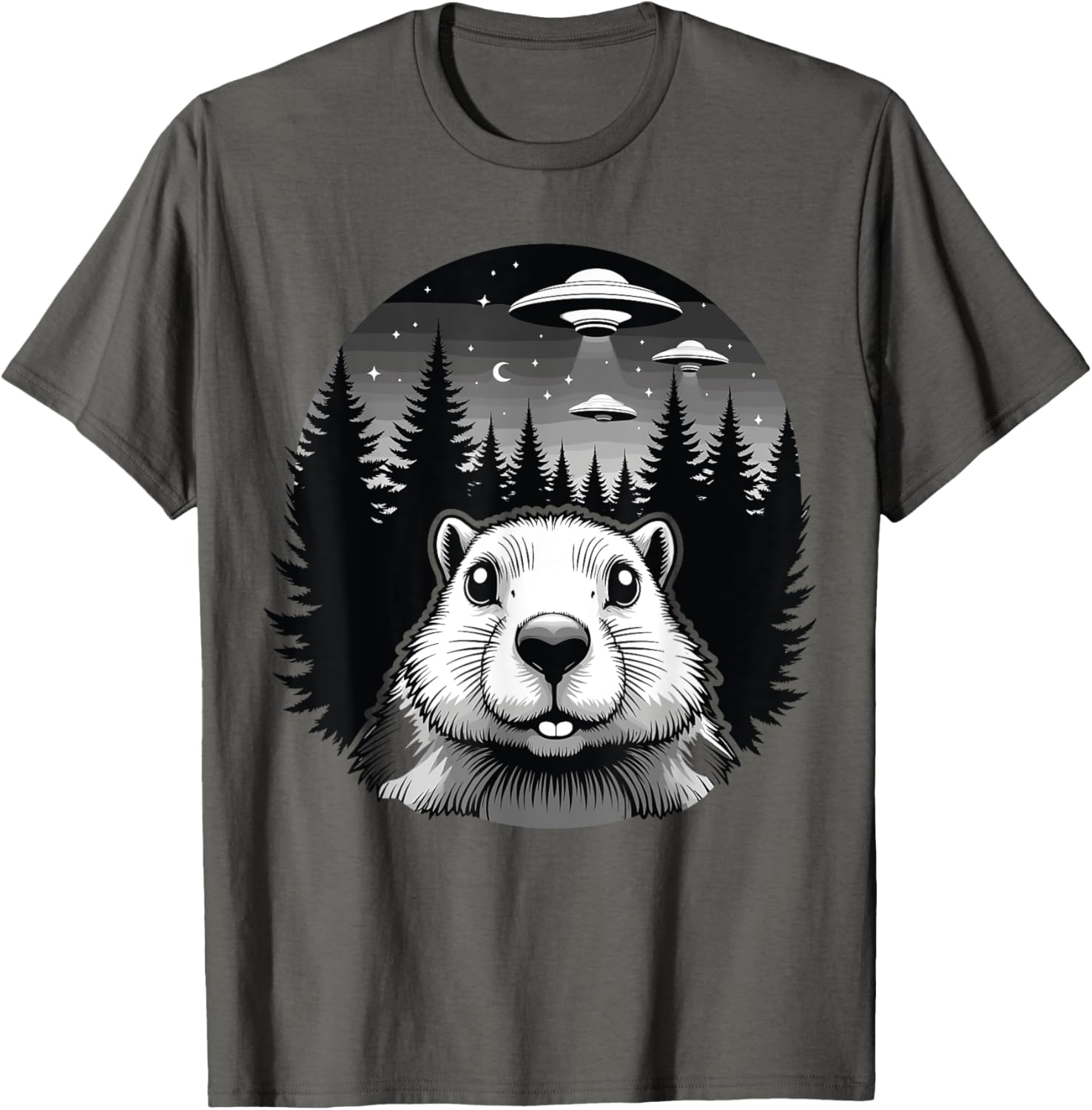 Funny Groundhog Day T-Shirt with UFOs and Aliens - Unique Gift Idea - 16