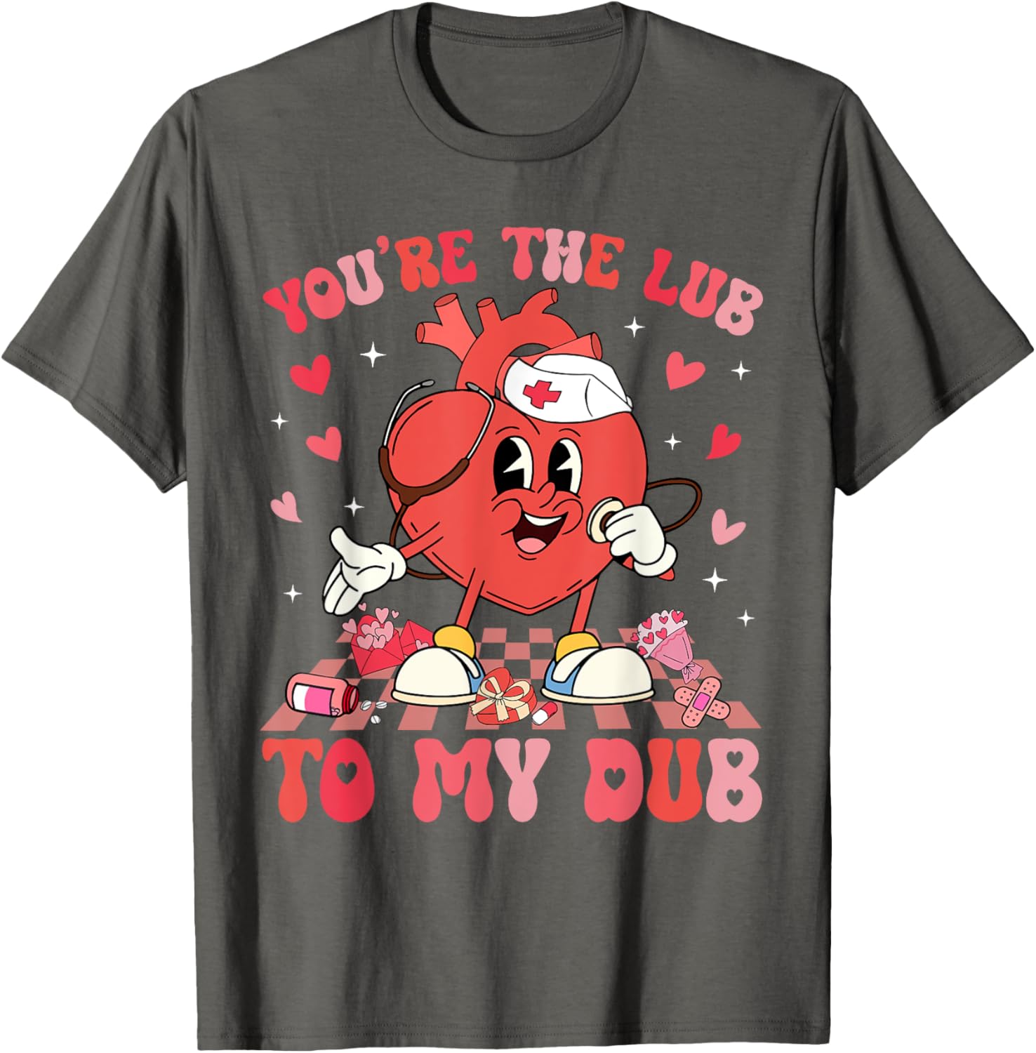 Valentine Retro You're The Lub To My Dub CVICU Nurse T-Shirt Gift - 4