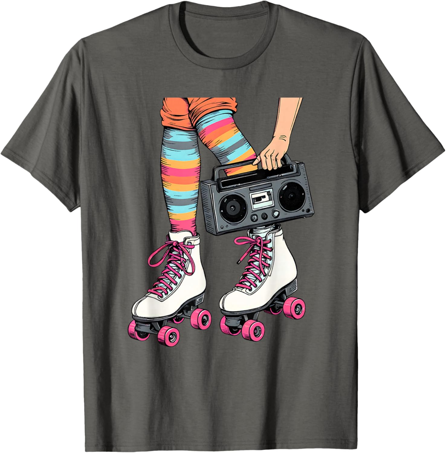 Retro Rollerskates Boombox T-Shirt for Fun 80's 90's Girls Vibes - 25