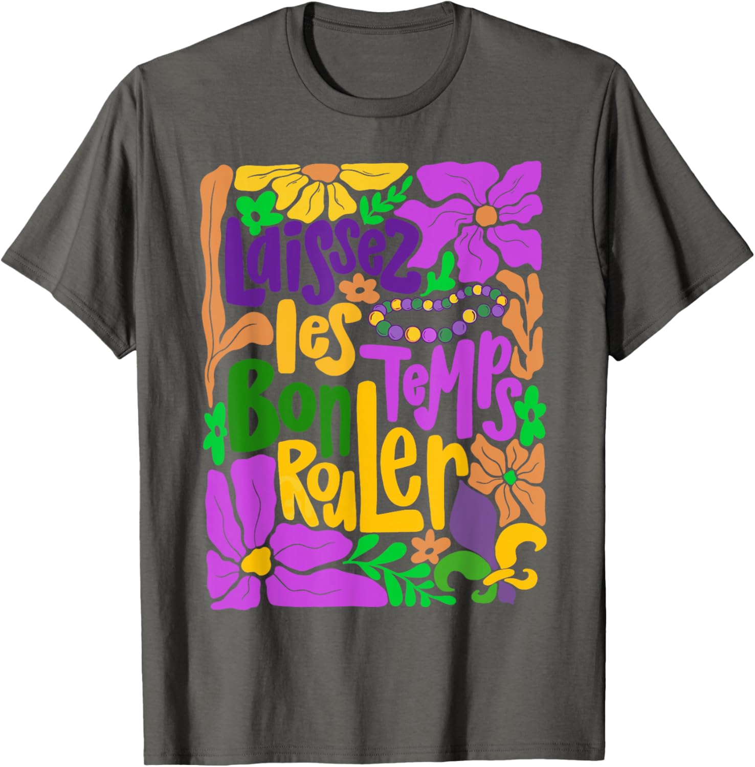 Laissez Les Bon Temps Rouler Mardi Gras Boho Floral T-Shirt for Fun Celebrations - 4