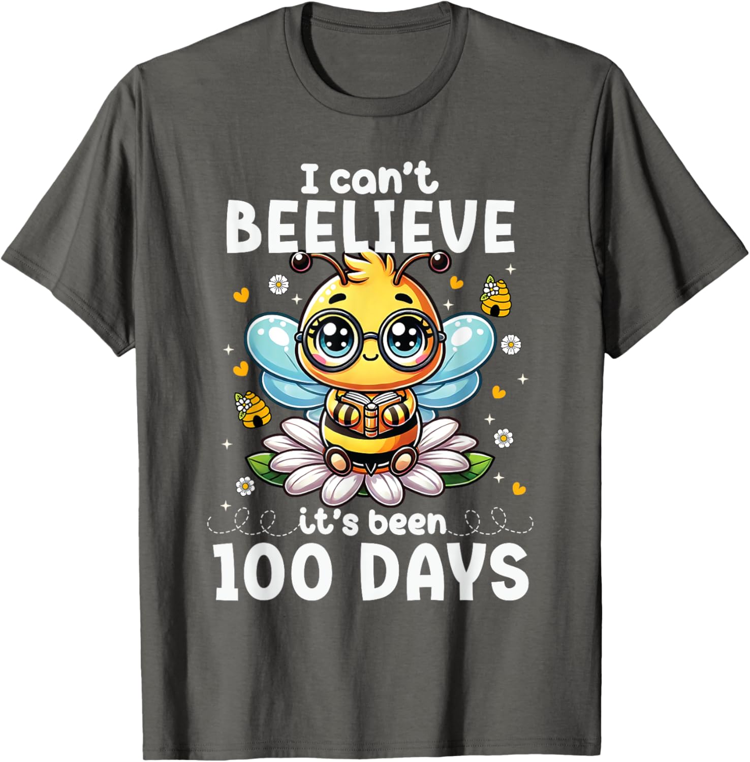 Fun 100 Days of School Bee T-Shirt for Kids and Teachers - 8