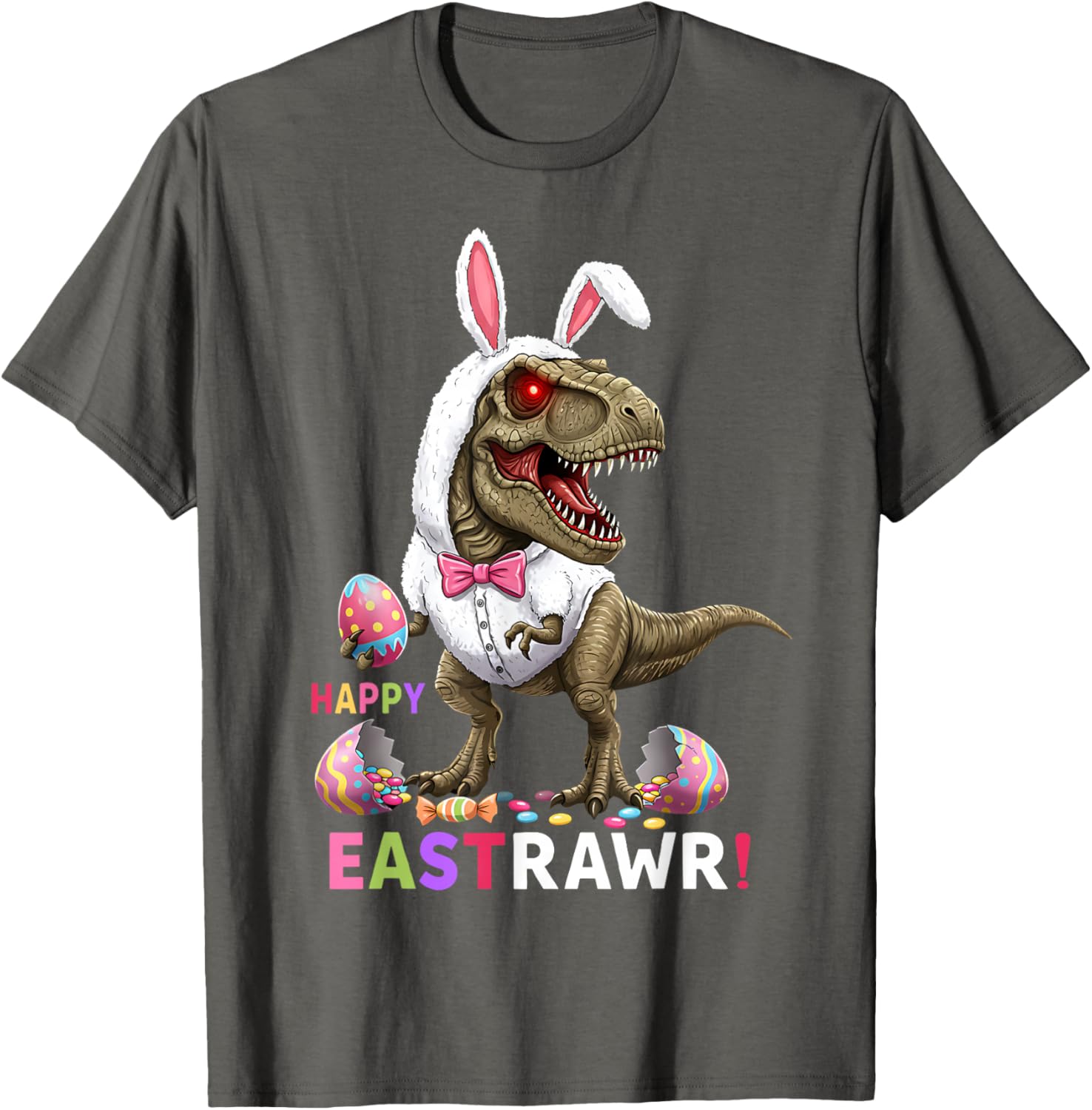 Happy Eastrawr T Rex Bunny Candy Egg Costume T-Shirt for Easter Fun - 13
